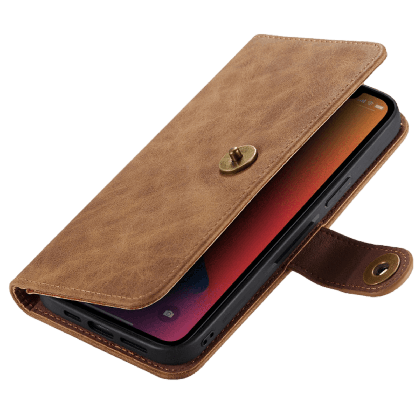 Mocaa iPhone 12 (Pro) Vintage 2-in-1 Wallet Hoesje Bruin
