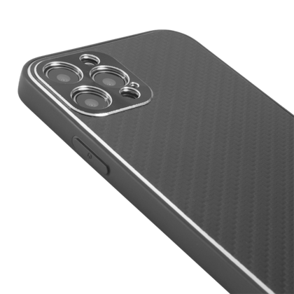 CaseBody iPhone 12 Carbon Metal Frame Hoesje Zwart
