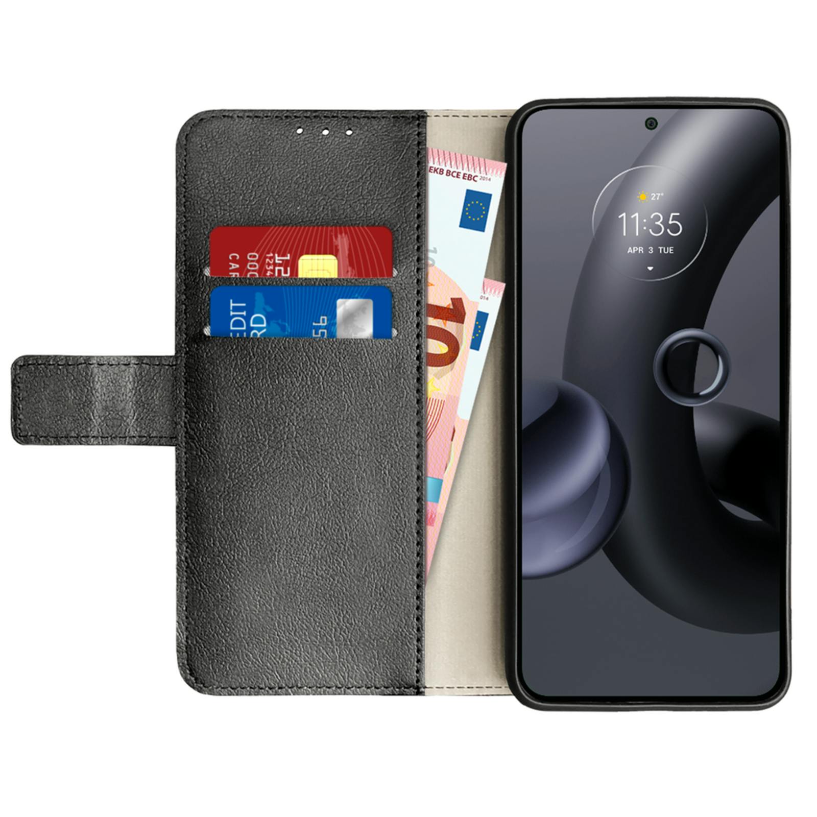 Just in Case Edge 30 Neo Leren Portemonnee Hoesje Zwart