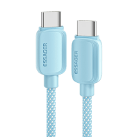 Essager 100W(!) Smartphone en Laptop Data+Oplaadkabel USB-C naar USB-C Blauw 1m