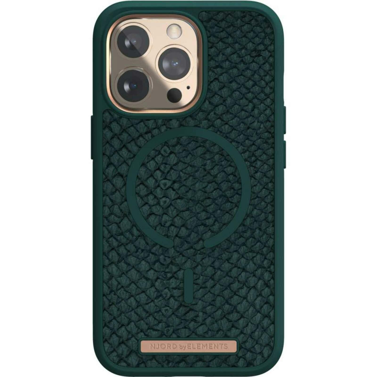 Njord byELEMENTS iPhone 13 Pro Salmon Leren Hoesje Green