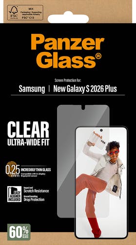 PanzerGlass Samsung Galaxy S26 Plus Wide Fit Screenprotector Transparant