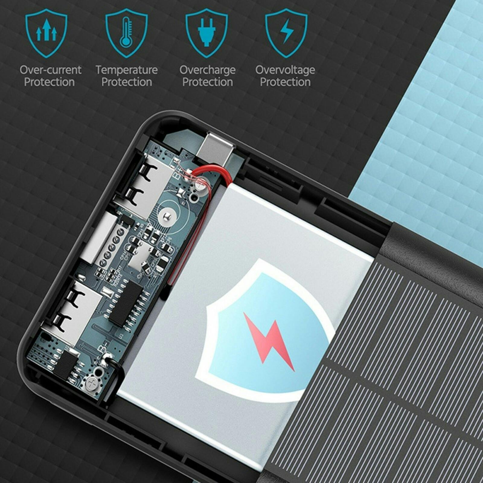 QC86S 30.000mAh Portable Charger met Zonnecel Zwart 30.000 mAh