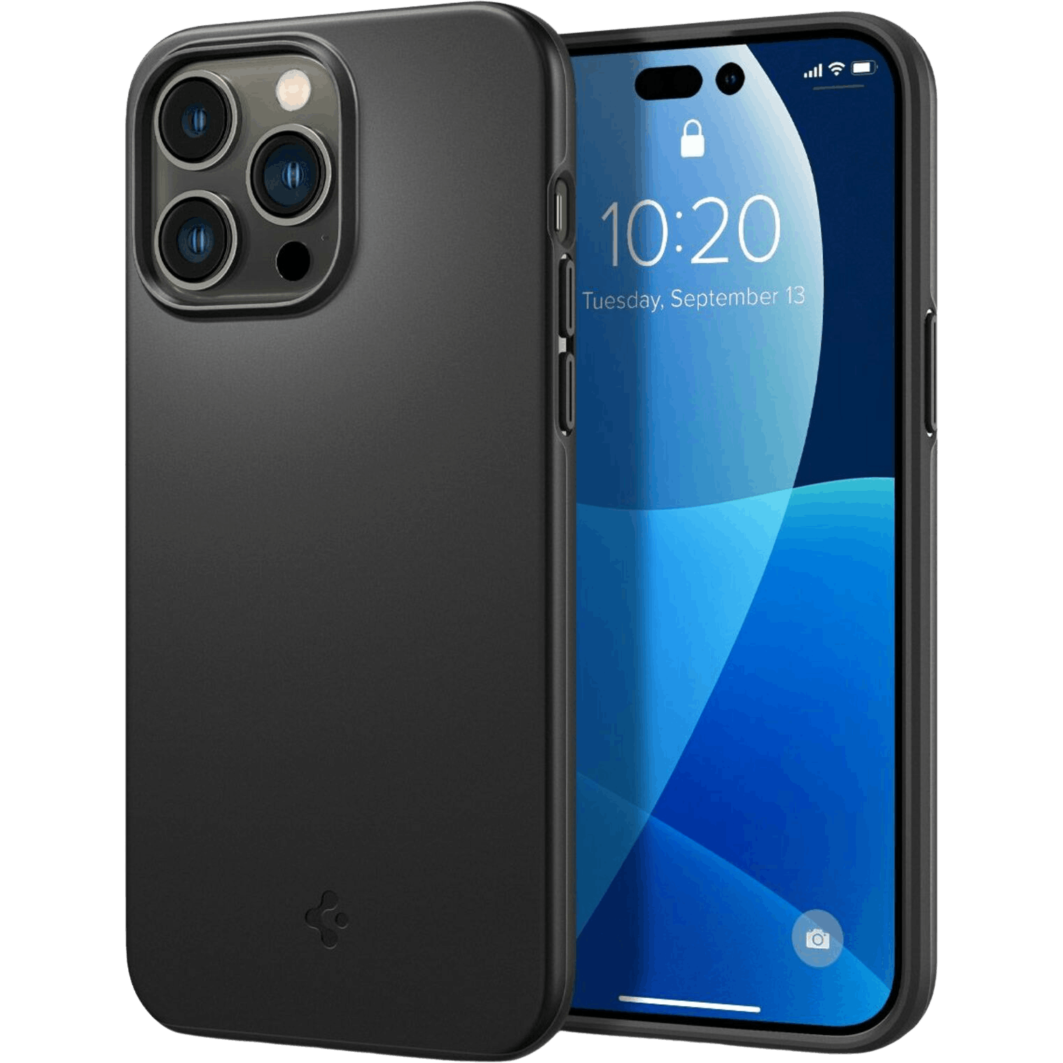 Spigen iPhone 14 Pro Thin Fit Hoesje Zwart - Voorkant & achterkant