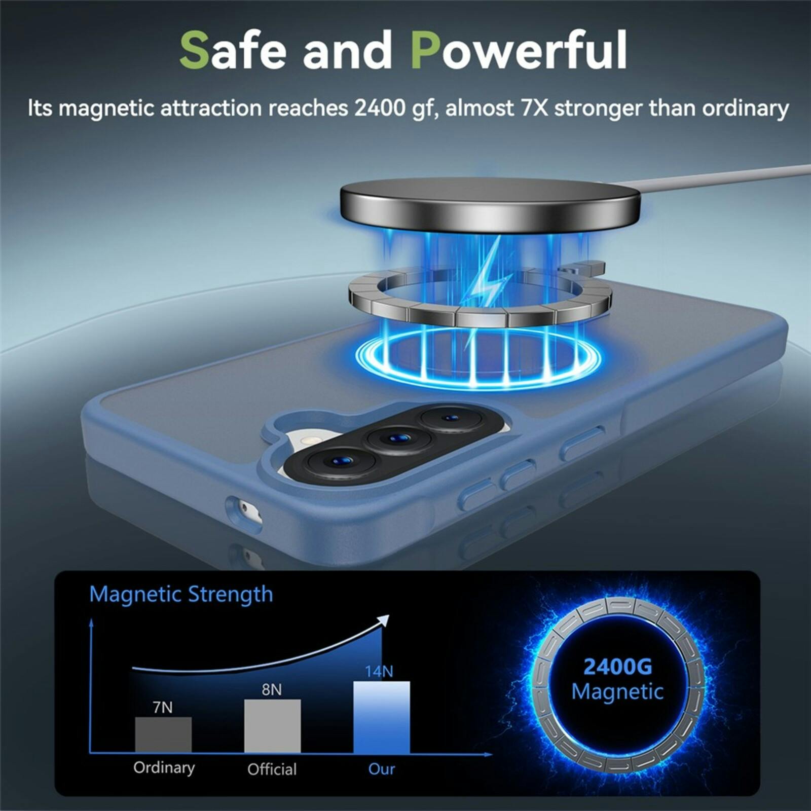 CaseBody Samsung Galaxy A57 Slim Anti-Shock MagSafe Hoesje Blauw