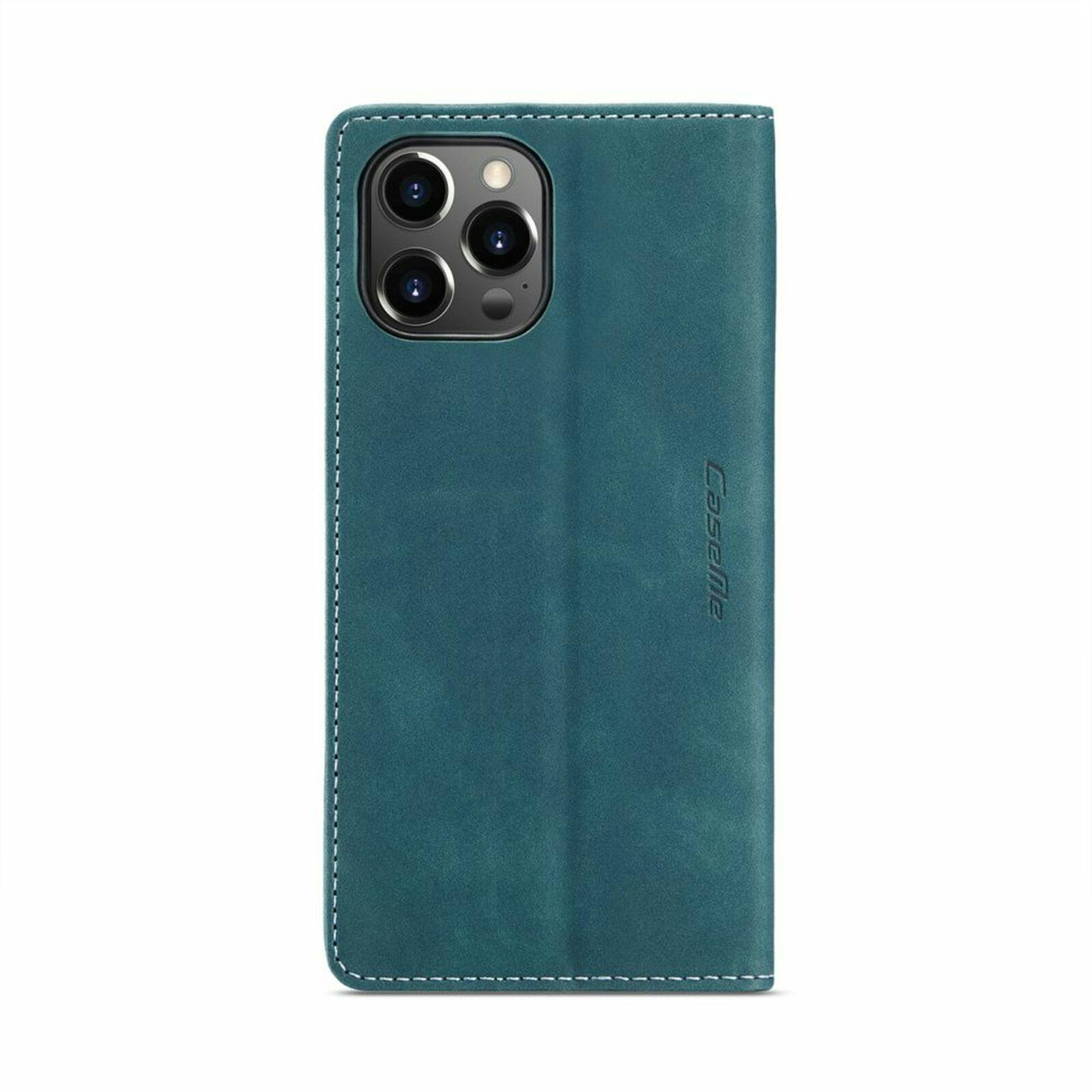 Caseme iPhone 15 Pro Retro Portemonnee Hoesje Blauw