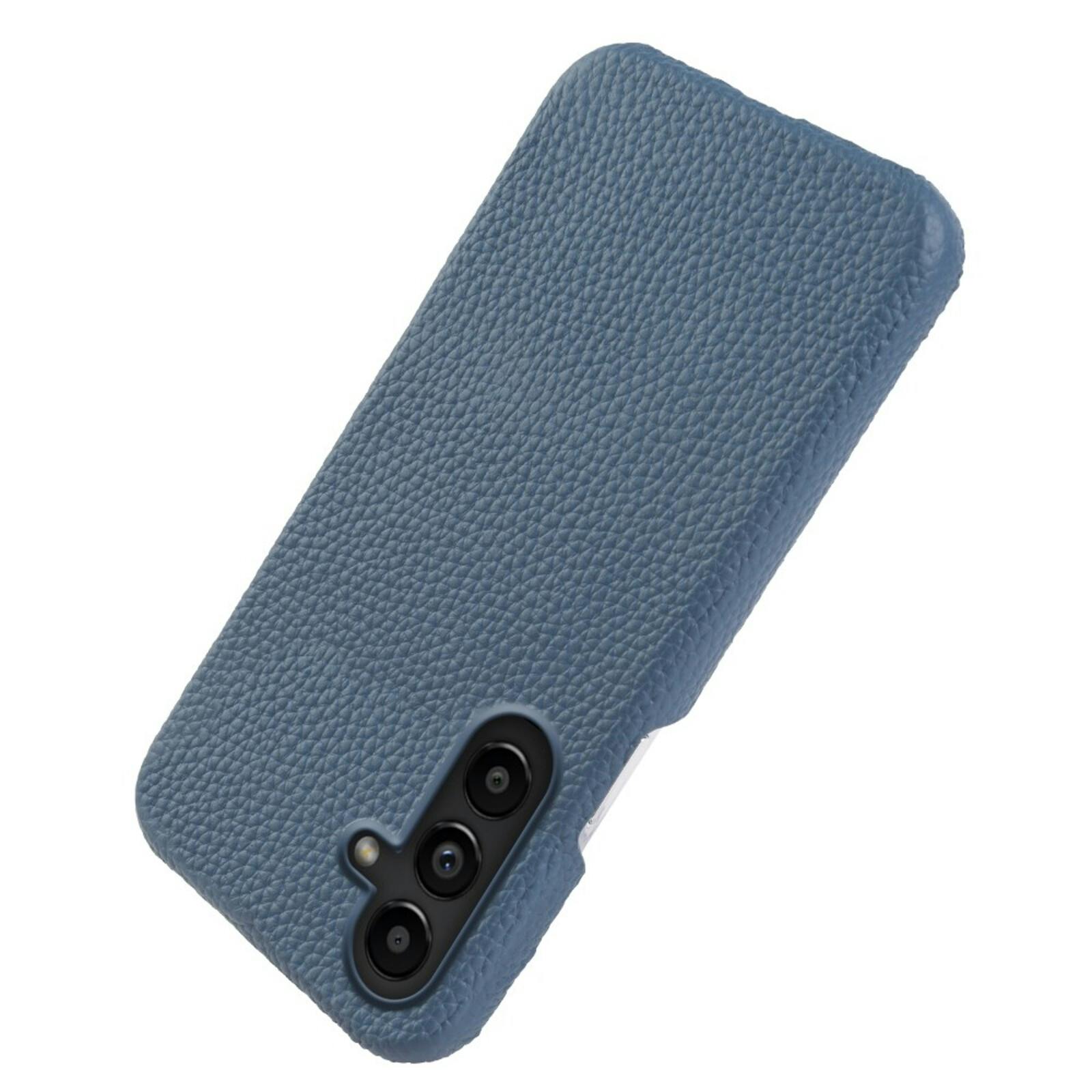 Fashion Samsung Galaxy A57 Magnetisch Hoesje Echt Leer Blauw