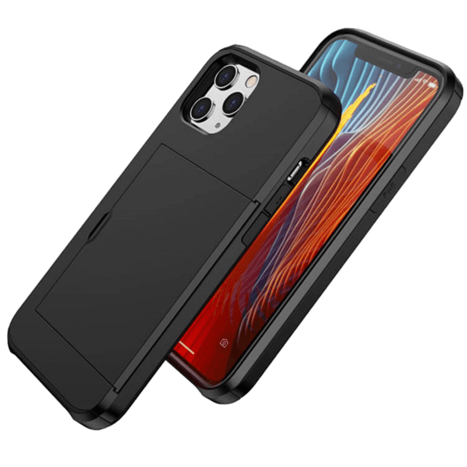 Slide Case iPhone 13 Pro Hoesje met Pashouder Zwart