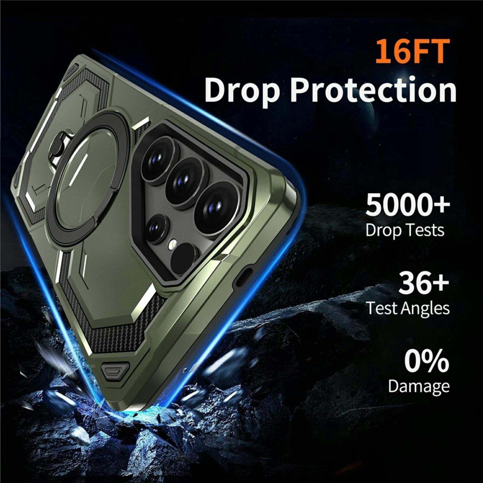 CaseBody Samsung Galaxy S26 Ultra Magnetic Kickstand Ring Hoesje Groen