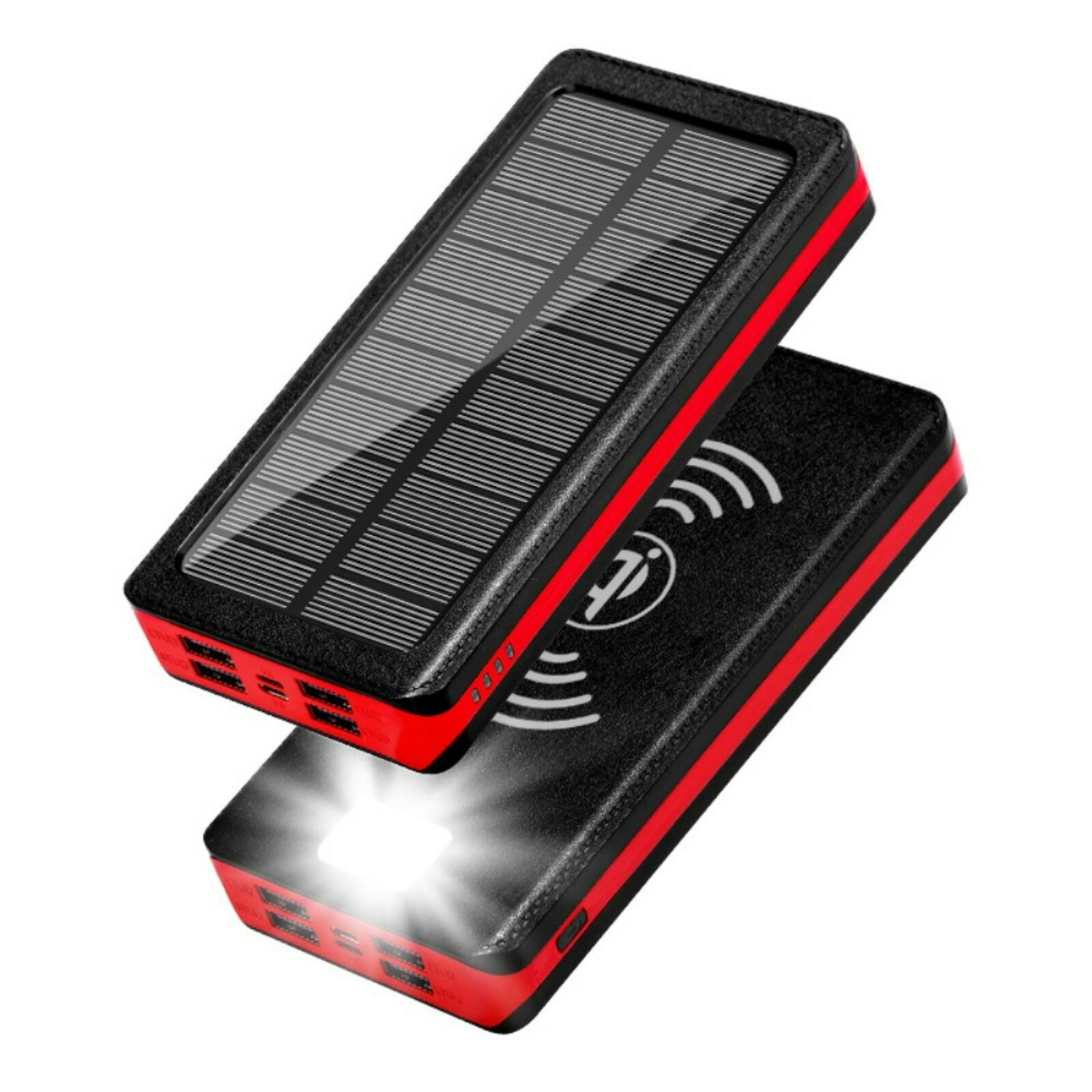 PSOOO 20.000mAh Solar Powerbank met Draadloos Laden Rood 20.000 mAh
