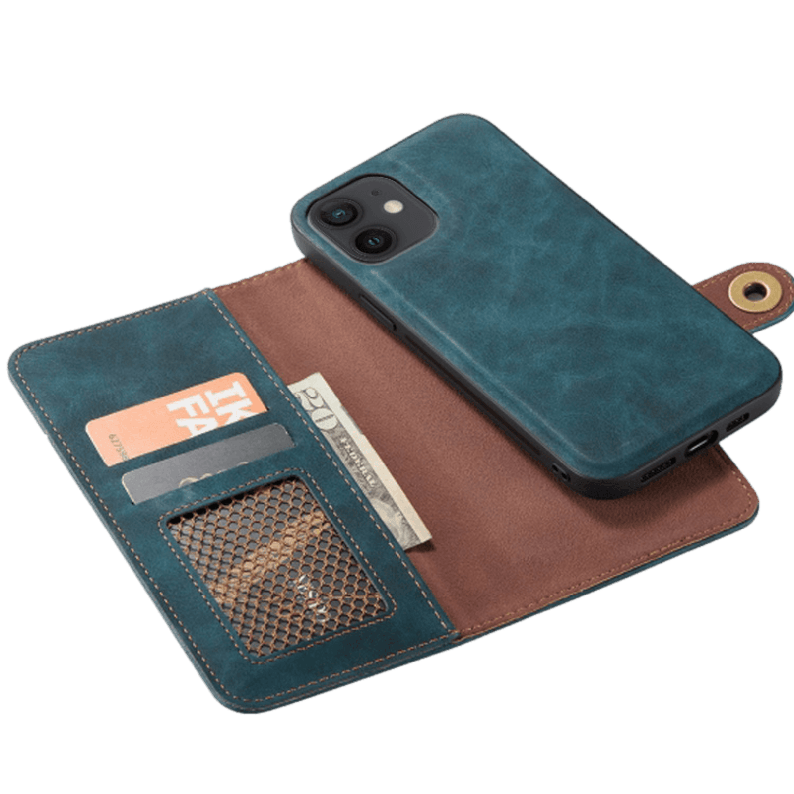 Mocaa iPhone 12 Mini Vintage 2-in-1 Wallet Hoesje Blauw