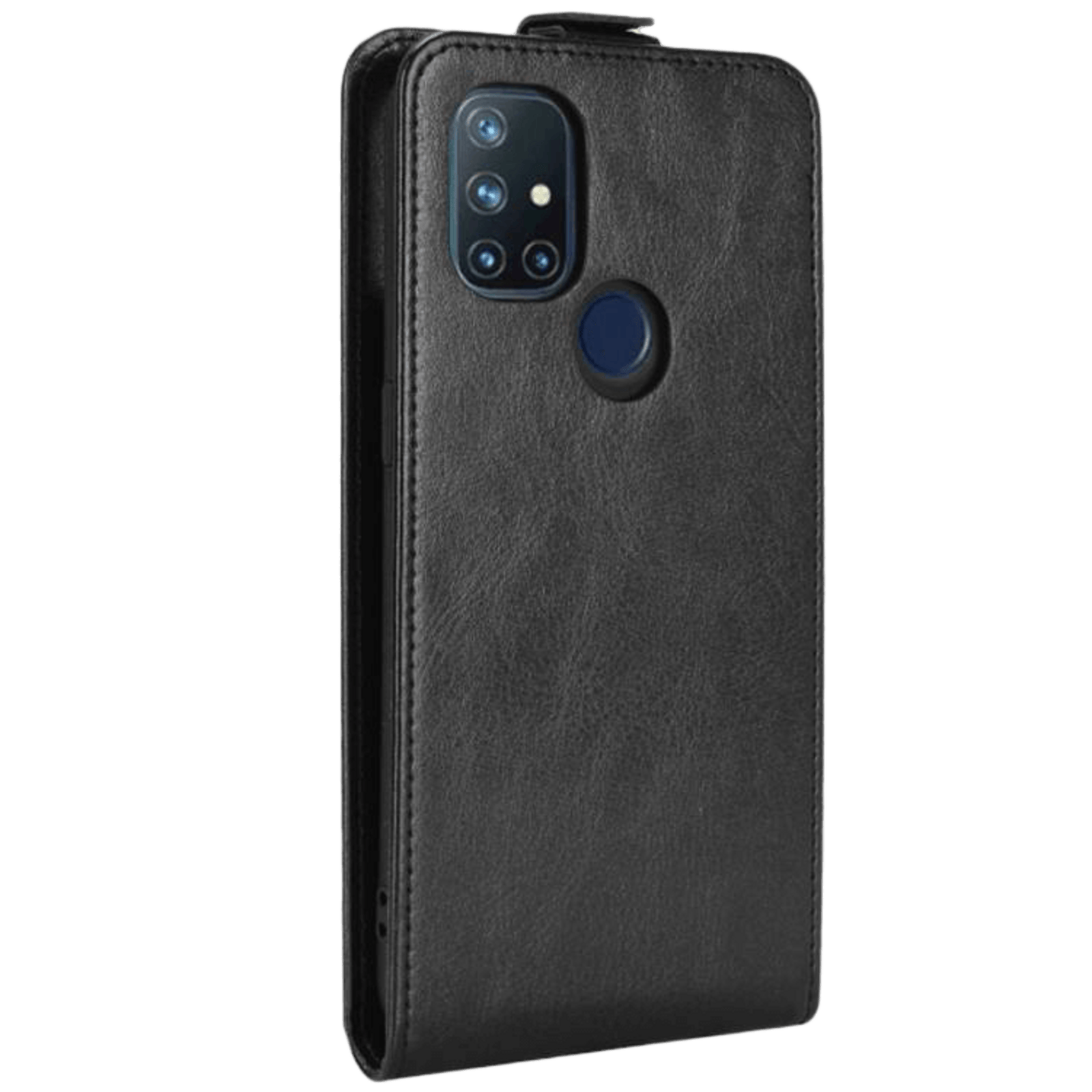Comfycase OnePlus Nord N10 Verticale Flip Cover met Pasruimte Zwart