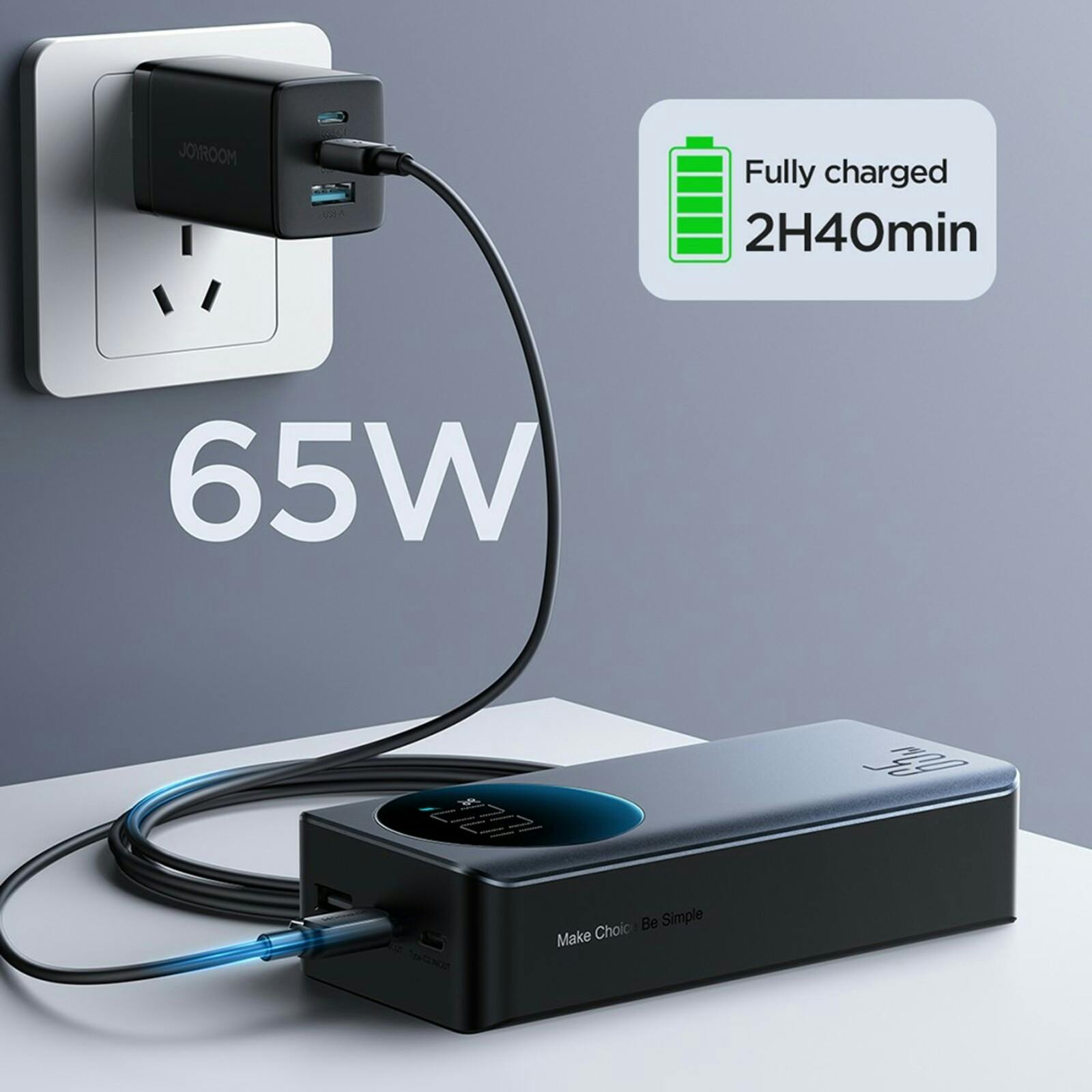 Joyroom 30.000mAh 65W Superfast Powerbank Laptop Tablet Smartphone Zwart 30.000 mAh