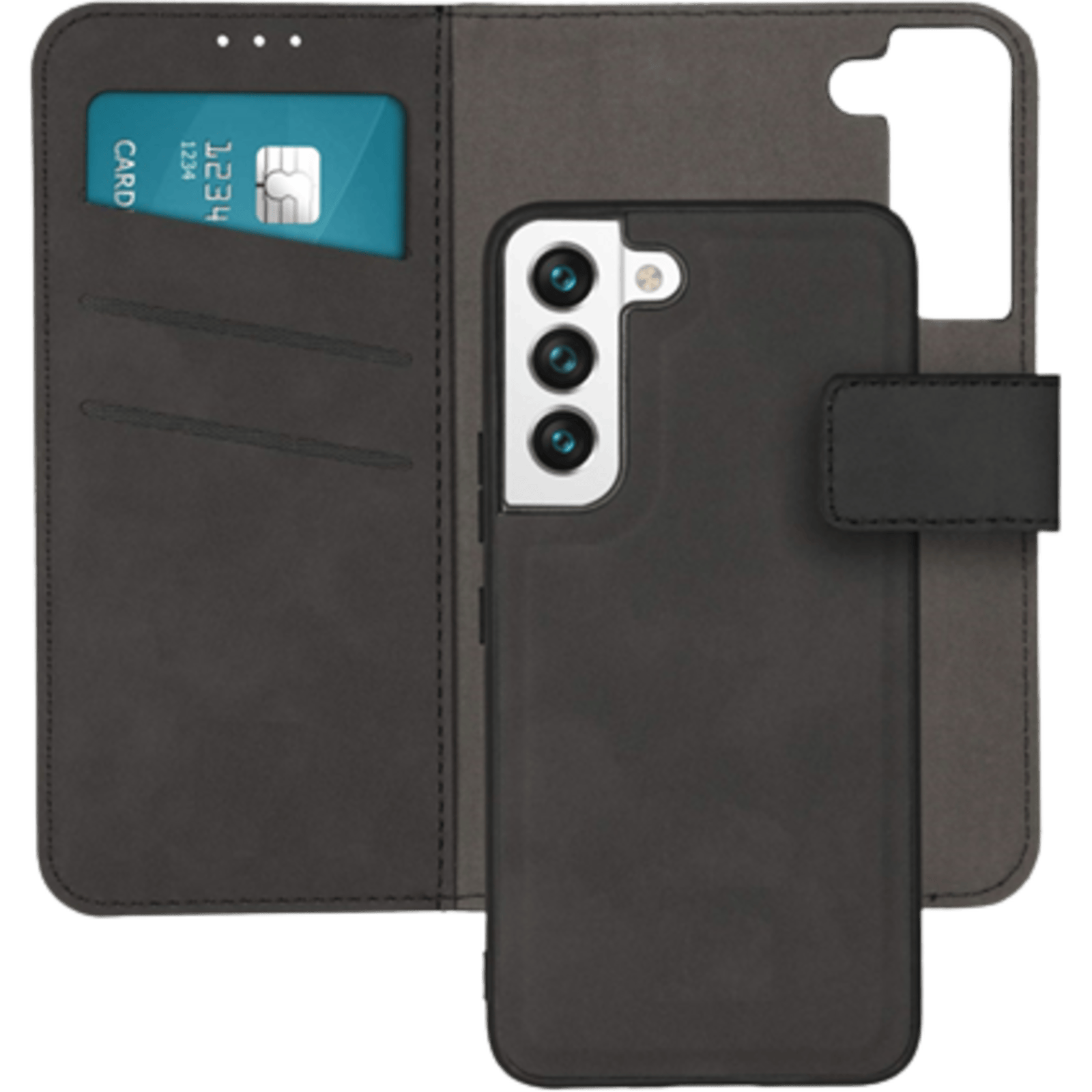 Kees Galaxy S22 Luxe 2-in-1 Portemonnee Hoesje Zwart