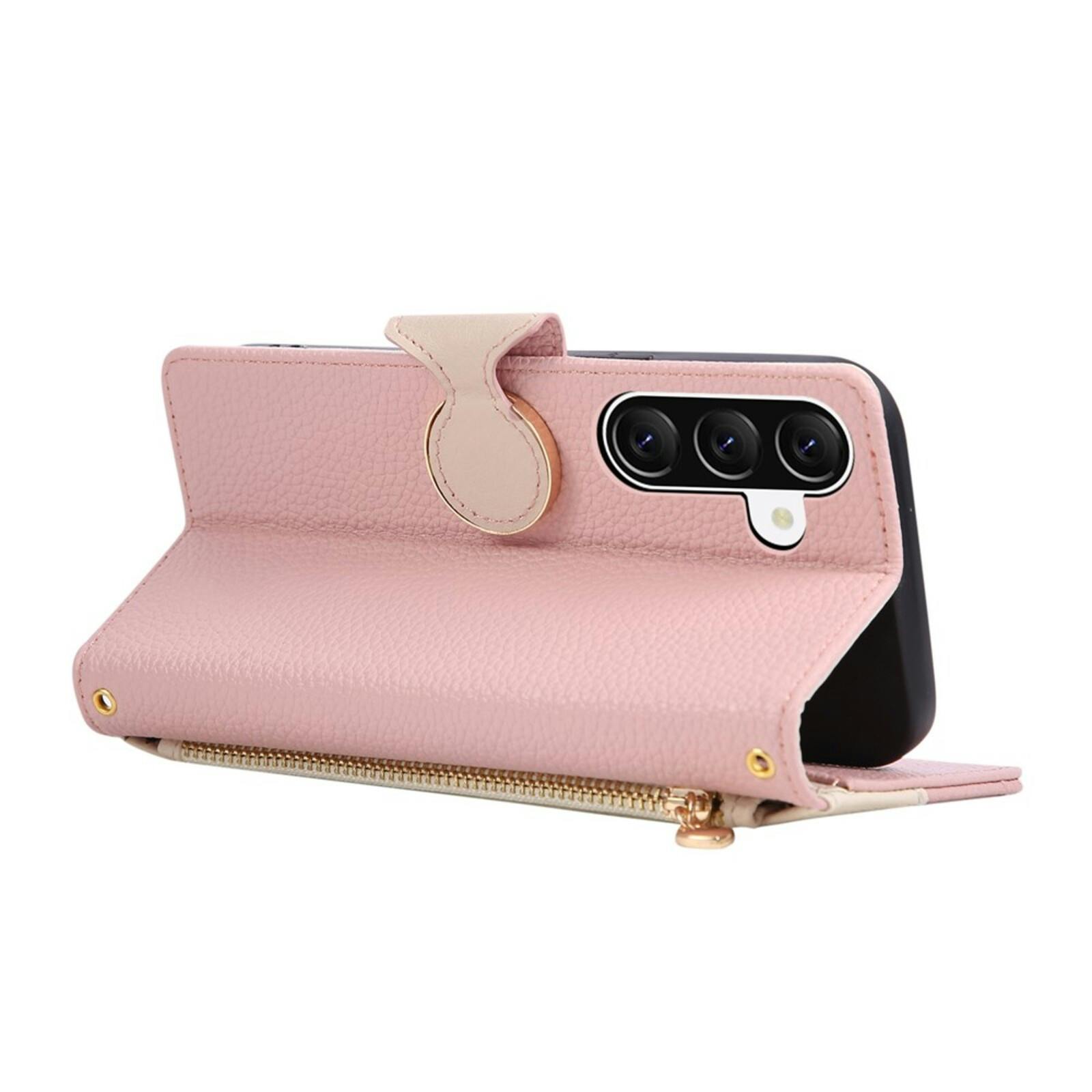 TwoTone Samsung Galaxy A57 Zipper Boek Hoesje Roze