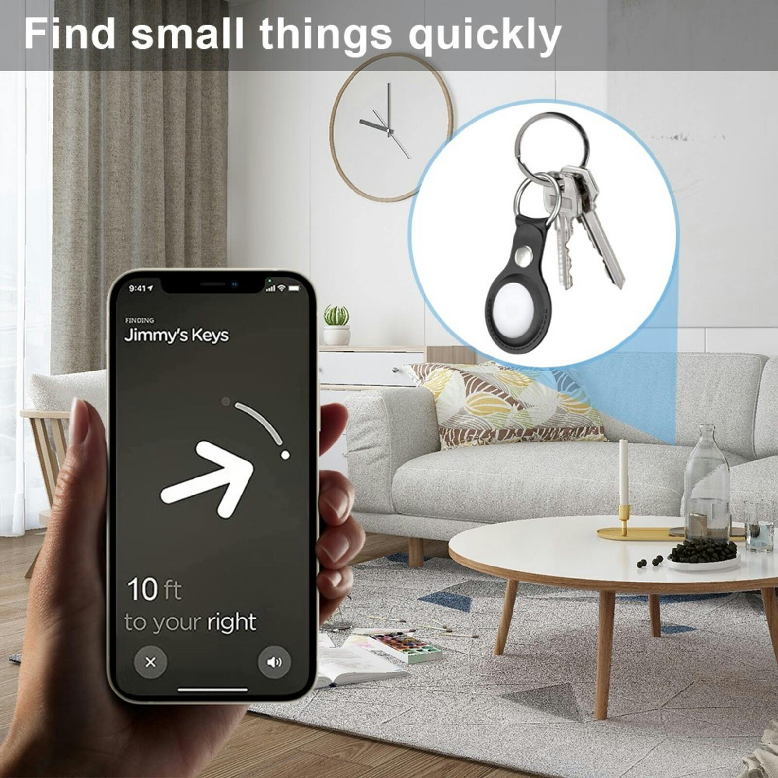 Comfycase AirTag Lederen Sleutelhanger Zwart