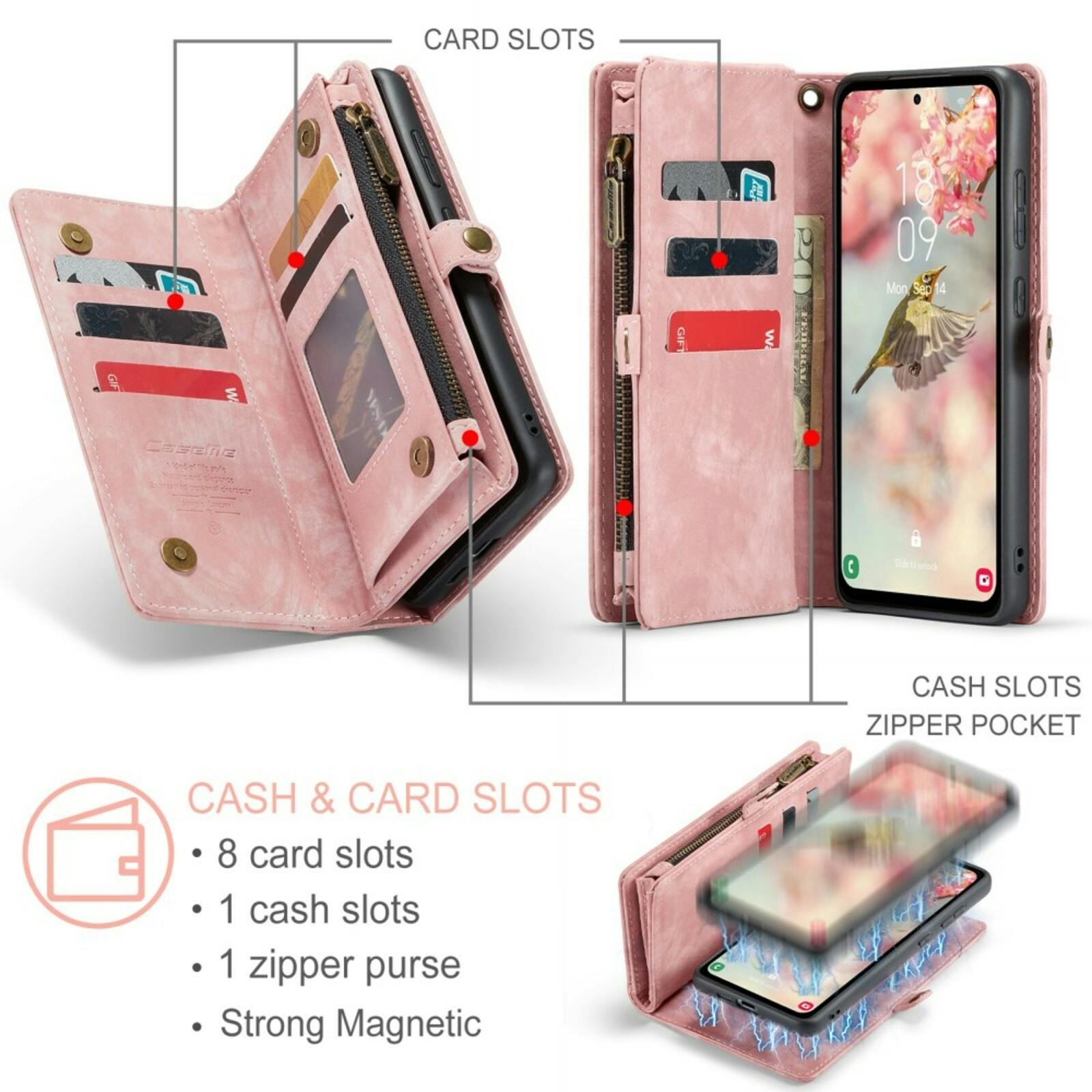 Caseme Samsung A55 Vintage Wallet Hoesje Roze