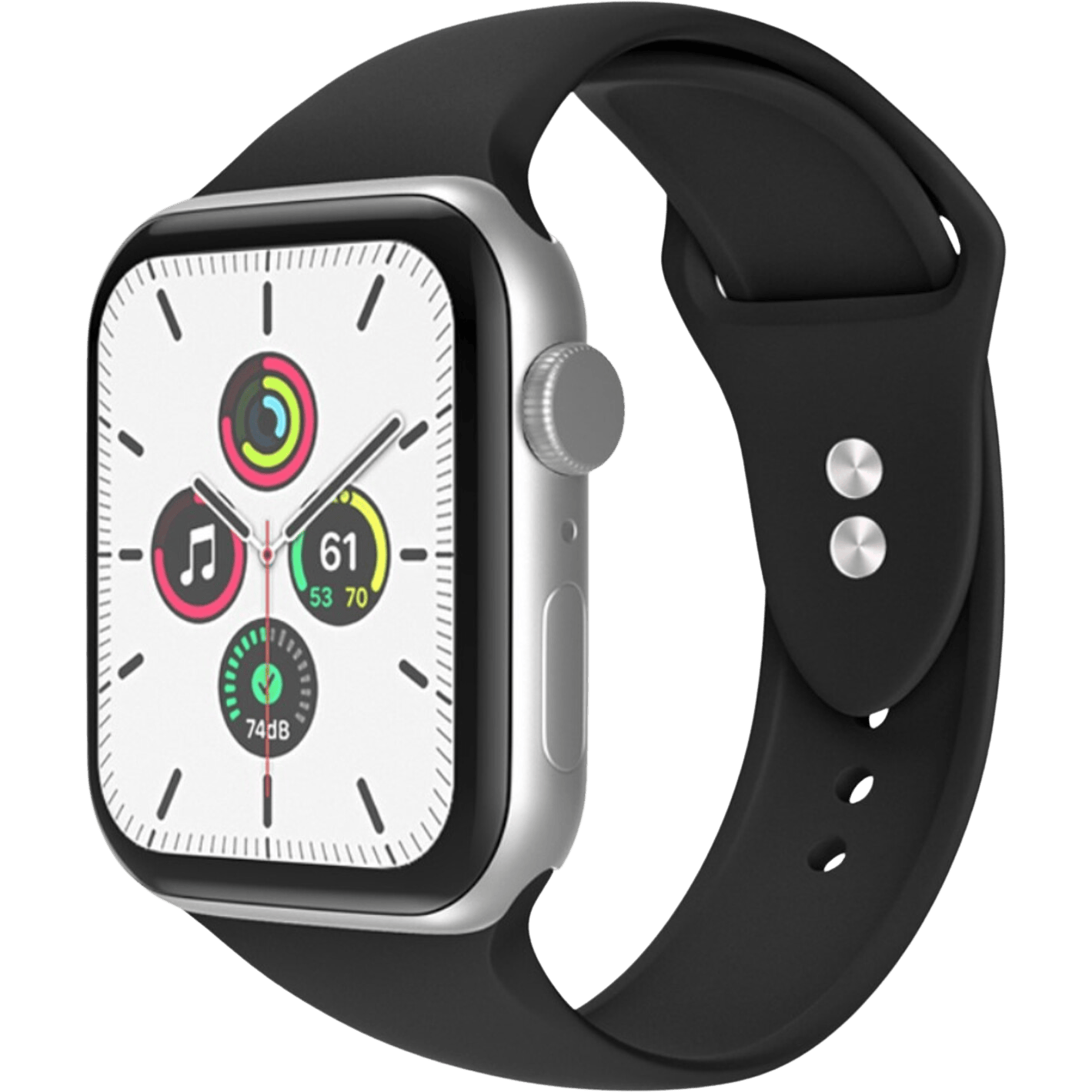 Mocaa Apple Watch Siliconen Horlogebandje 45-46mm Zwart