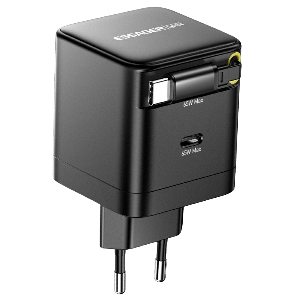 Essager 65W Fast Charging USB-C Oplader met kabel Zwart