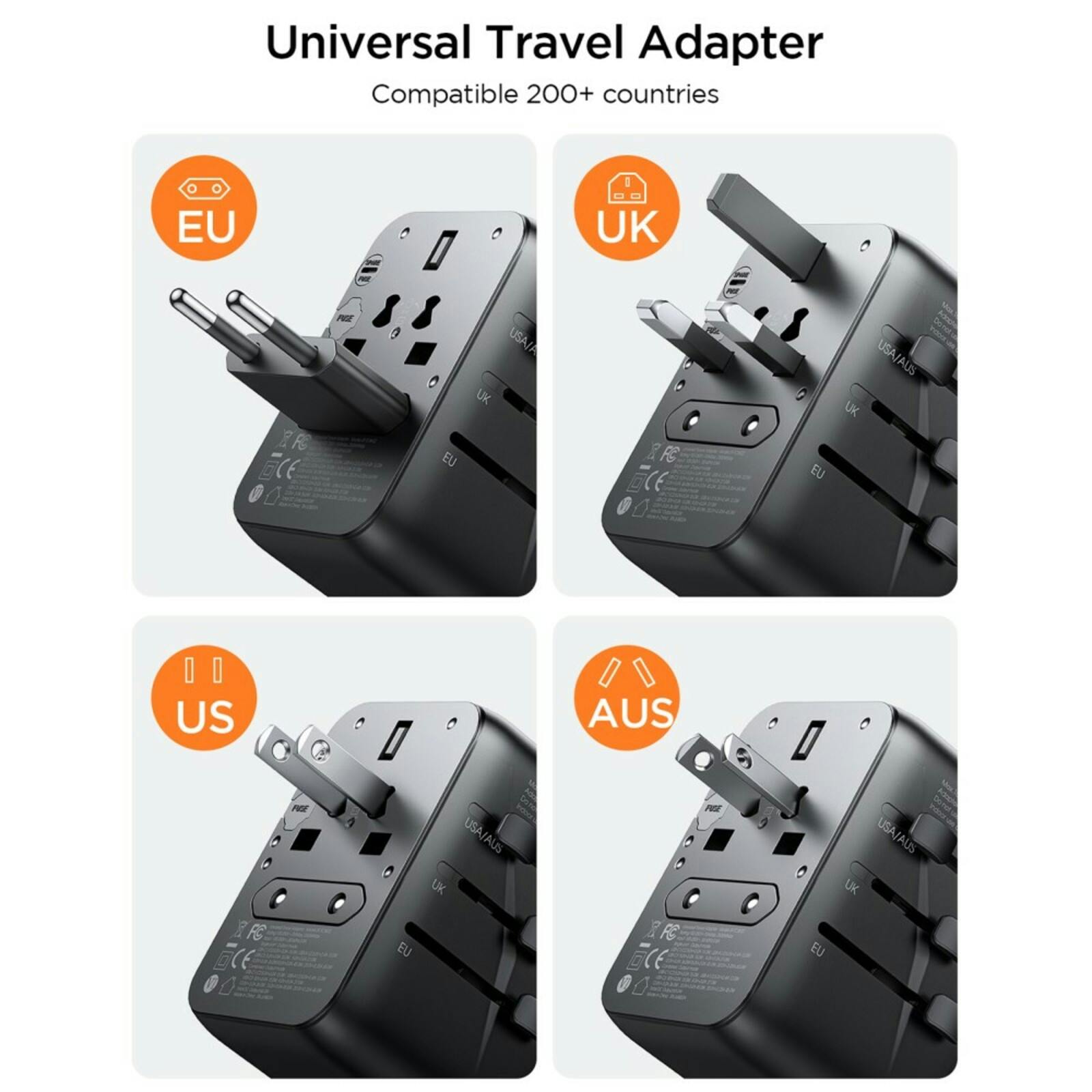 Joyroom Global Travel Adapter 17W Zwart