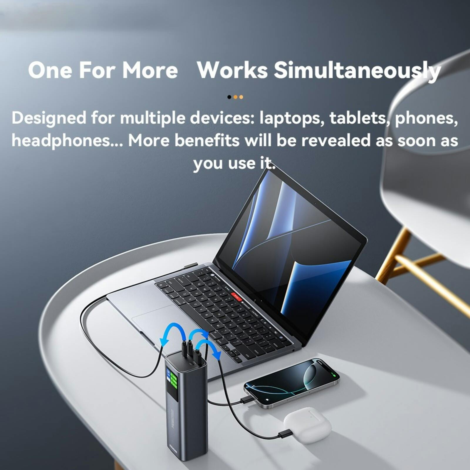 Essager 140W Ultra Powerbank Laptop Multi-Device 27.000mAh Grijs