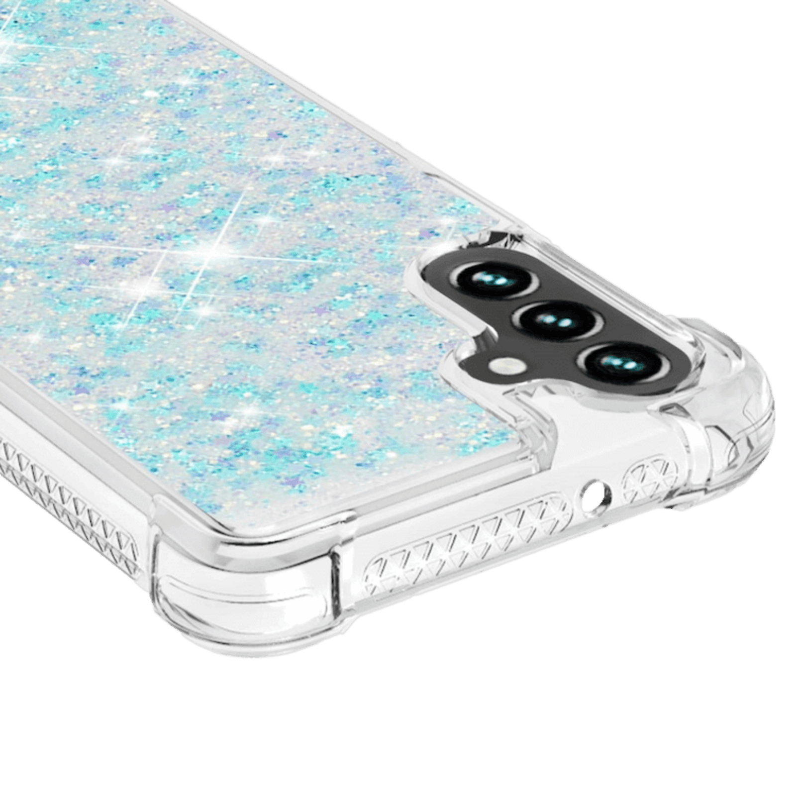 Mocaa Samsung Galaxy A54 Valbestendig Glitter Hoesje Blauw