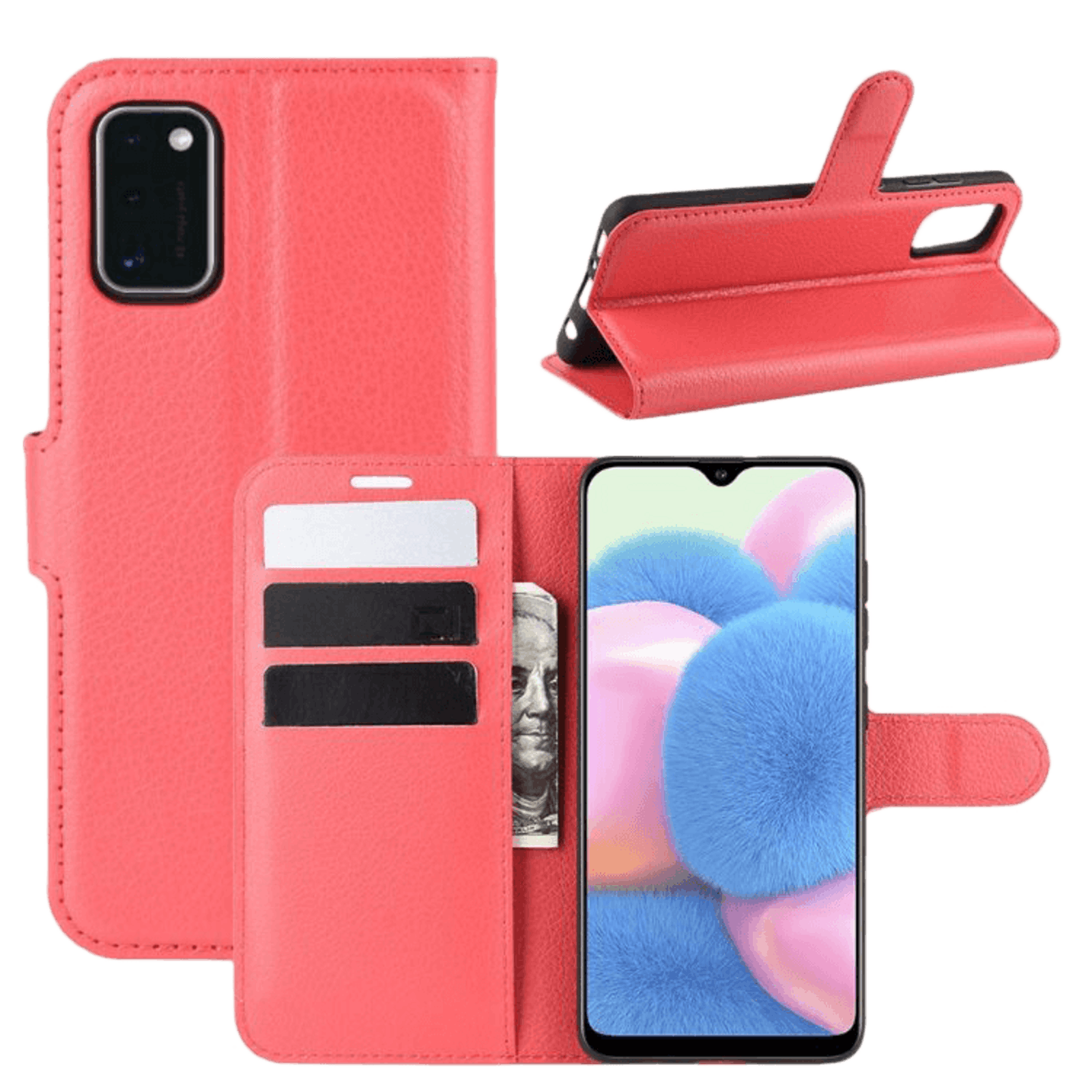 Mocaa Samsung Galaxy A41 Portemonnee Hoesje Pasjes Rood