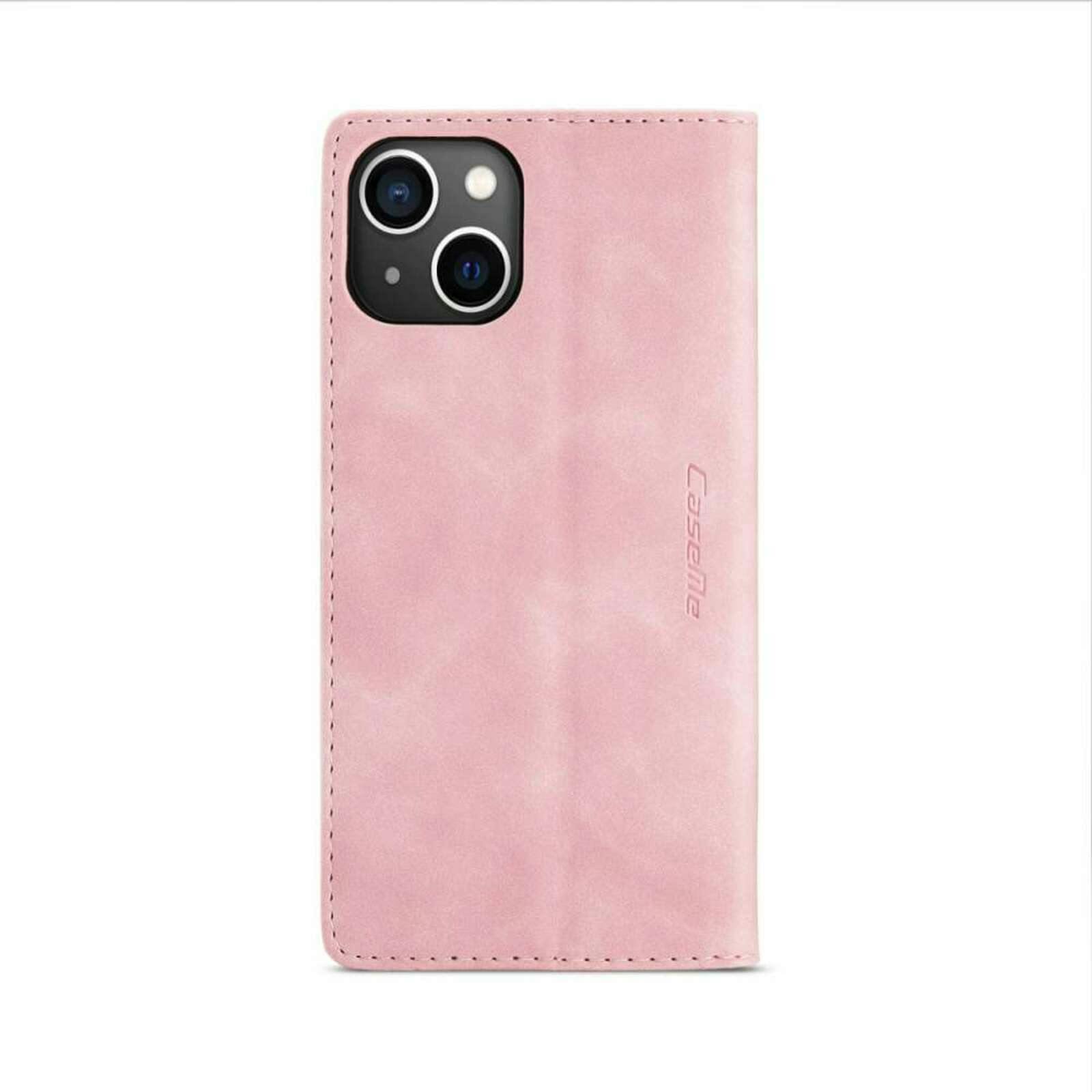 Caseme iPhone 14 Plus Retro Portemonnee Hoesje Roze