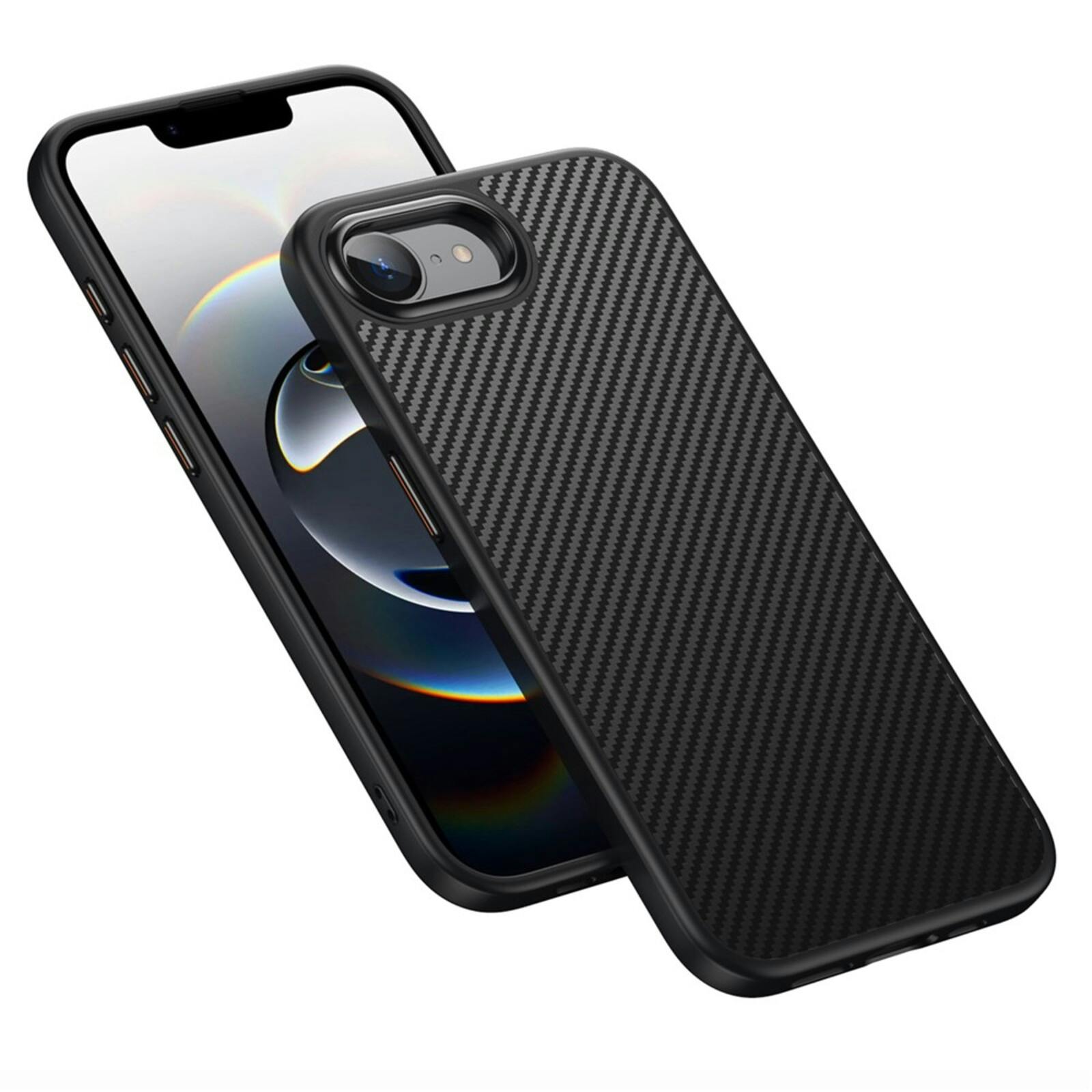 CaseBody Apple iPhone 16e / 17e Carbon Fiber Hoesje Zwart