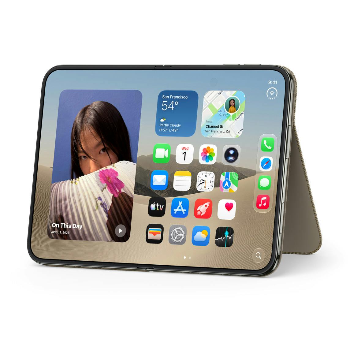 Apple iPhone Duo Folio Hoesje met Kickstand Taupe
