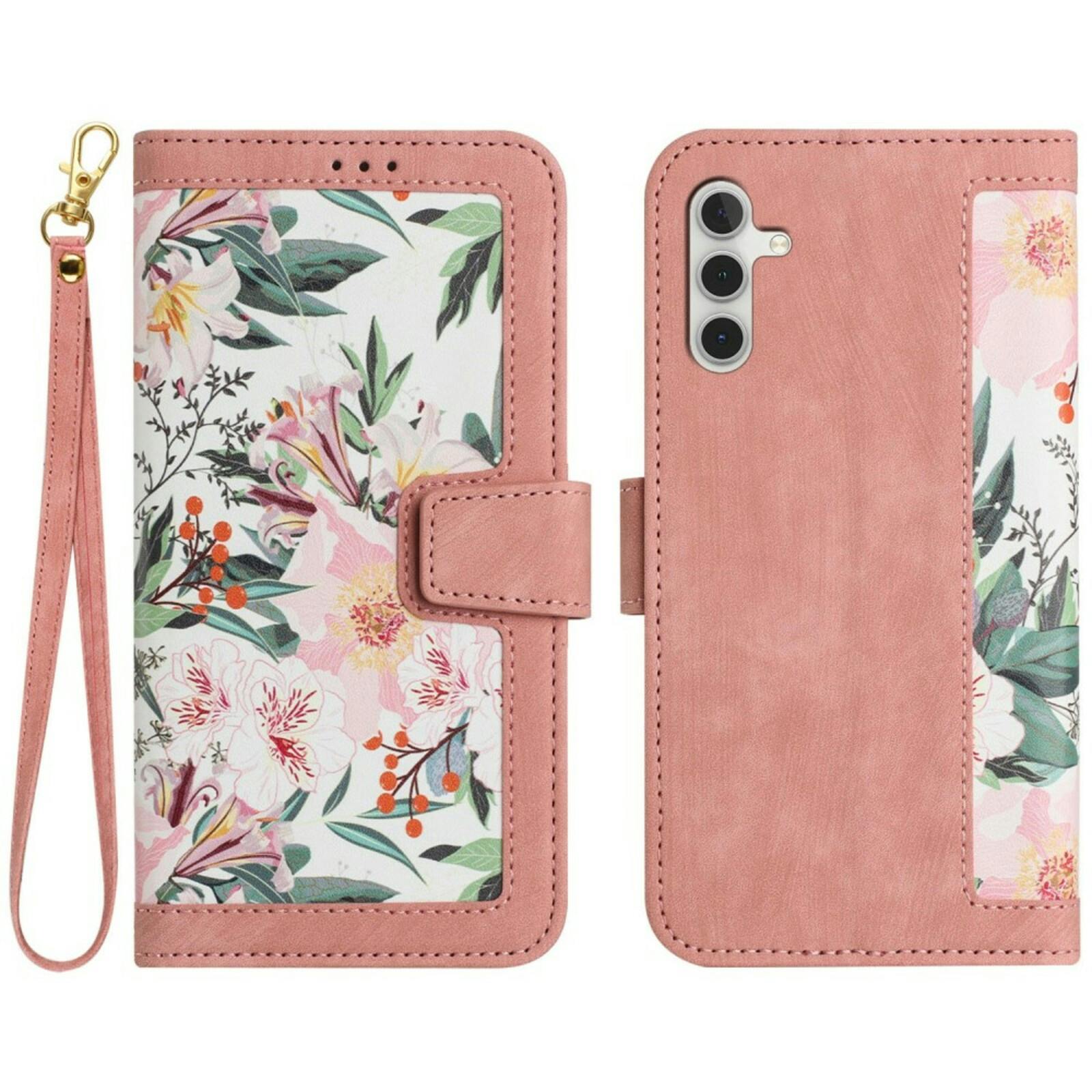 Mocaa Samsung Galaxy A55 Floral Series Bookcase Roze
