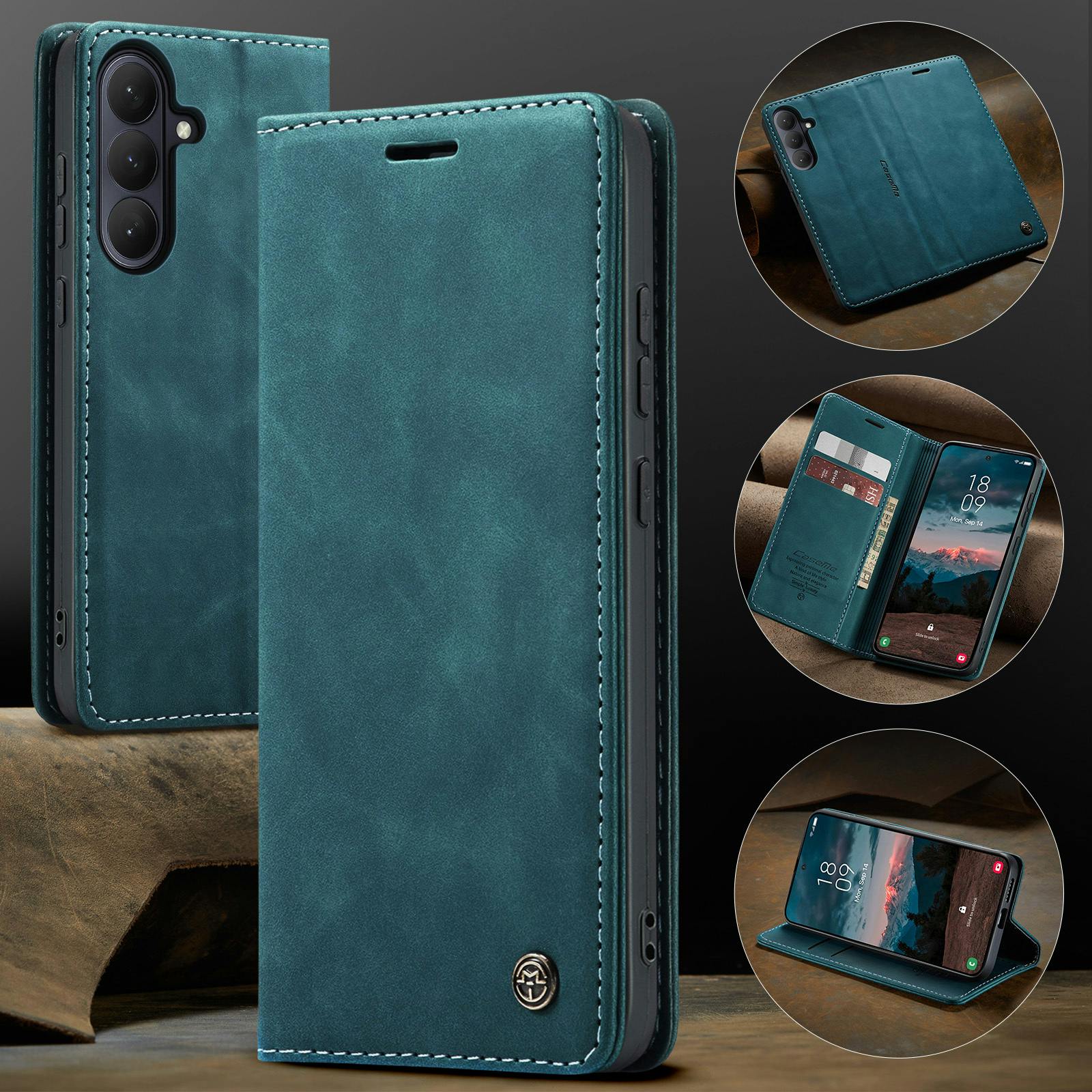 Caseme Samsung Galaxy S26 Plus Business Bookcase Hoesje Blauw