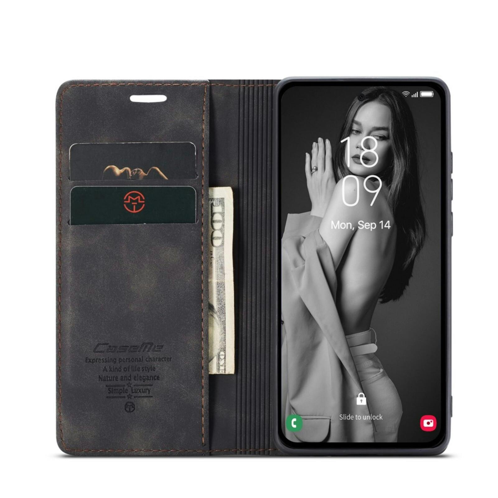 Caseme Samsung Galaxy A56 Business Bookcase Hoesje Zwart