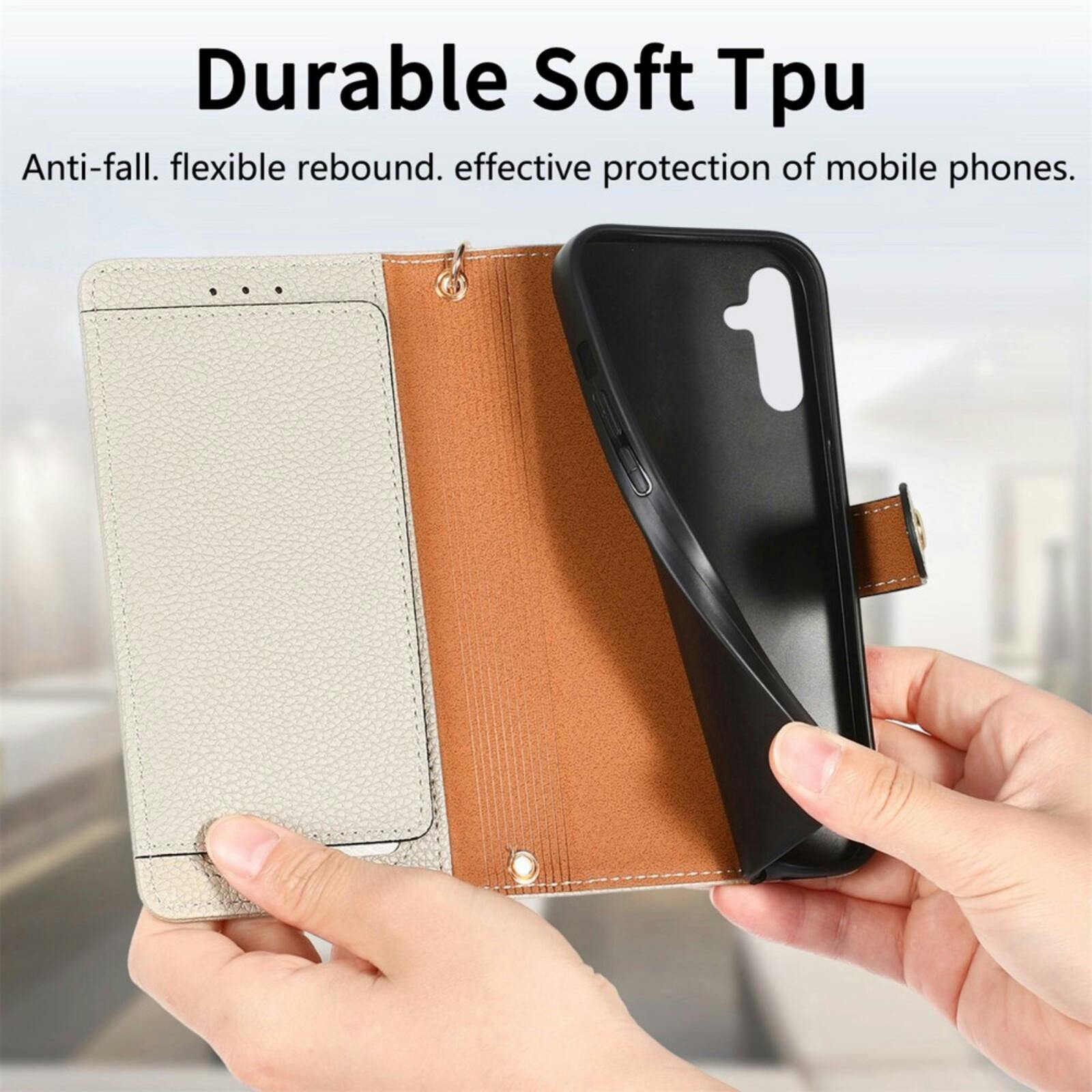 Mocaa Samsung Galaxy A56 Love Heart Wallet Hoesje Beige