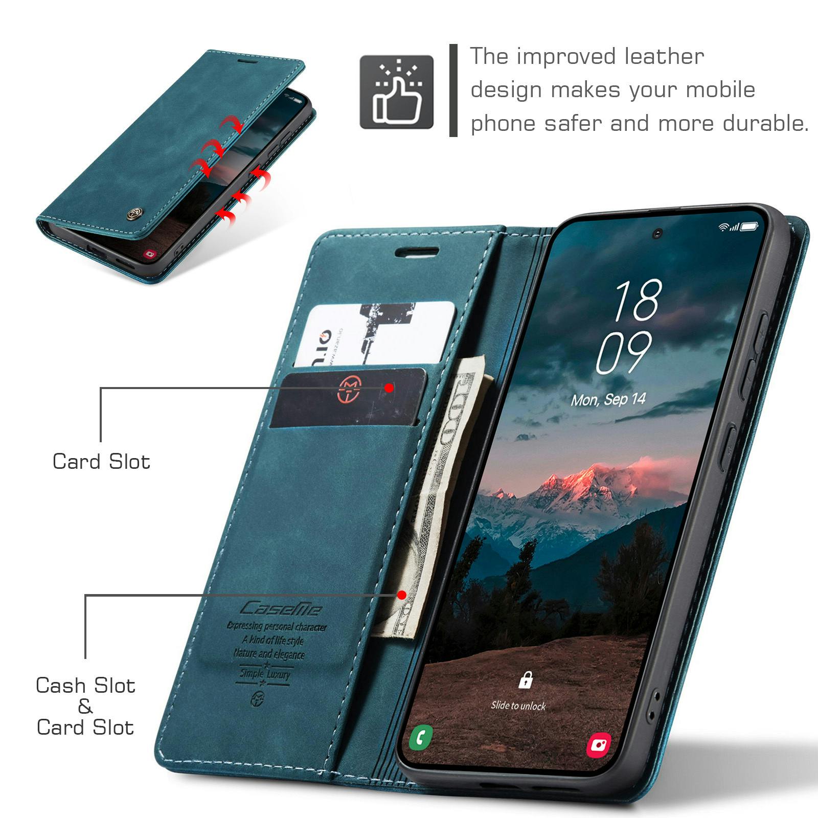 Caseme Samsung Galaxy S26 Plus Business Bookcase Hoesje Blauw