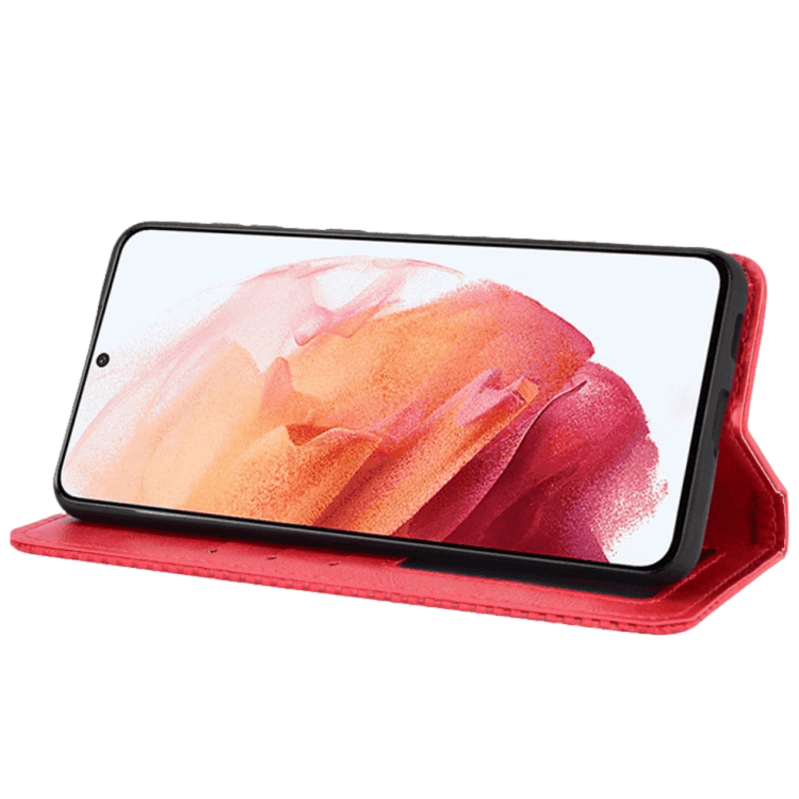 CaseBody Samsung Galaxy S21 Retro Hoesje met Pasruimte Rood