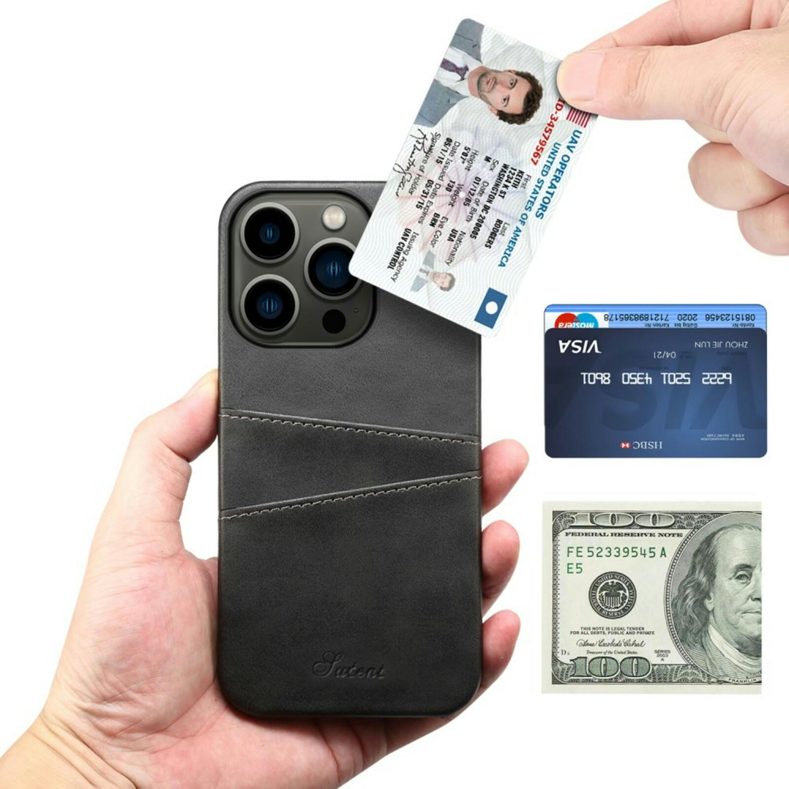 Suteni Apple iPhone 15 Pro Max Business Case Pasruimte Zwart