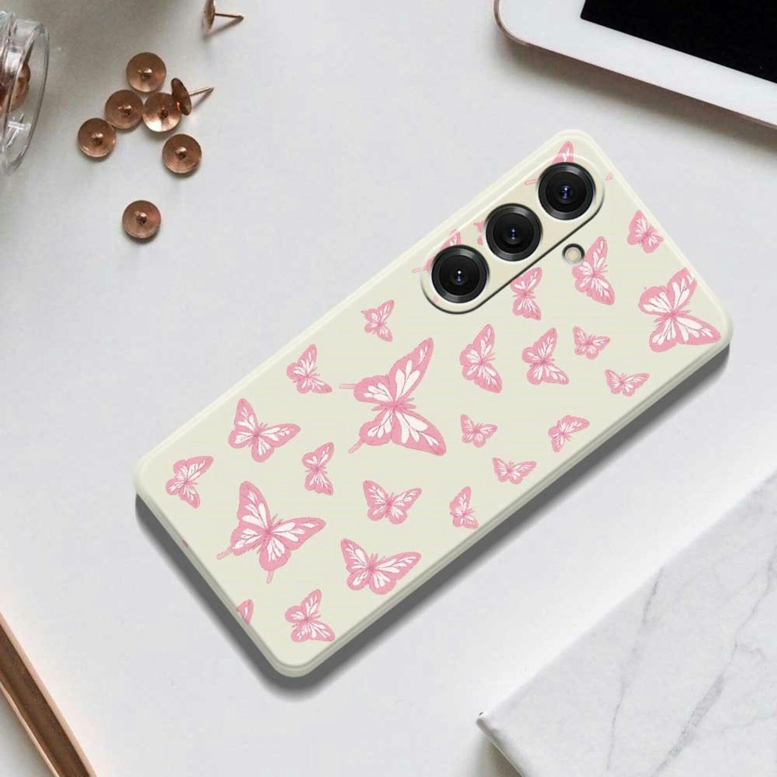 Mocaa Samsung Galaxy S25 Beschermhoesje Vlinders Meerkleurig