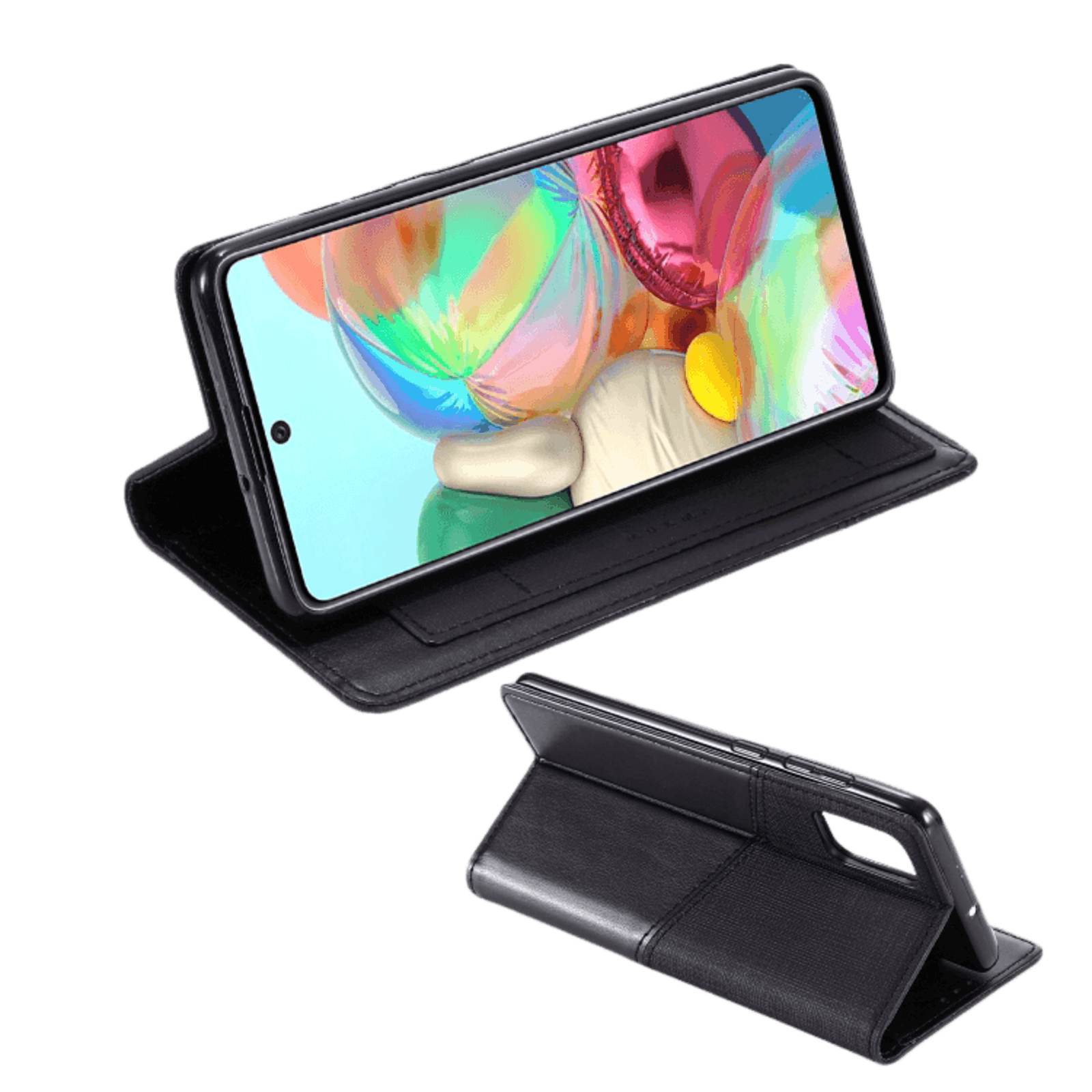 MUXMA Samsung Galaxy A71 Easy Carry Wallet Telefoonhoesje Zwart