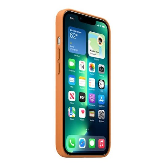 Apple iPhone 13 Pro Leren MagSafe Hoesje Goudbruin