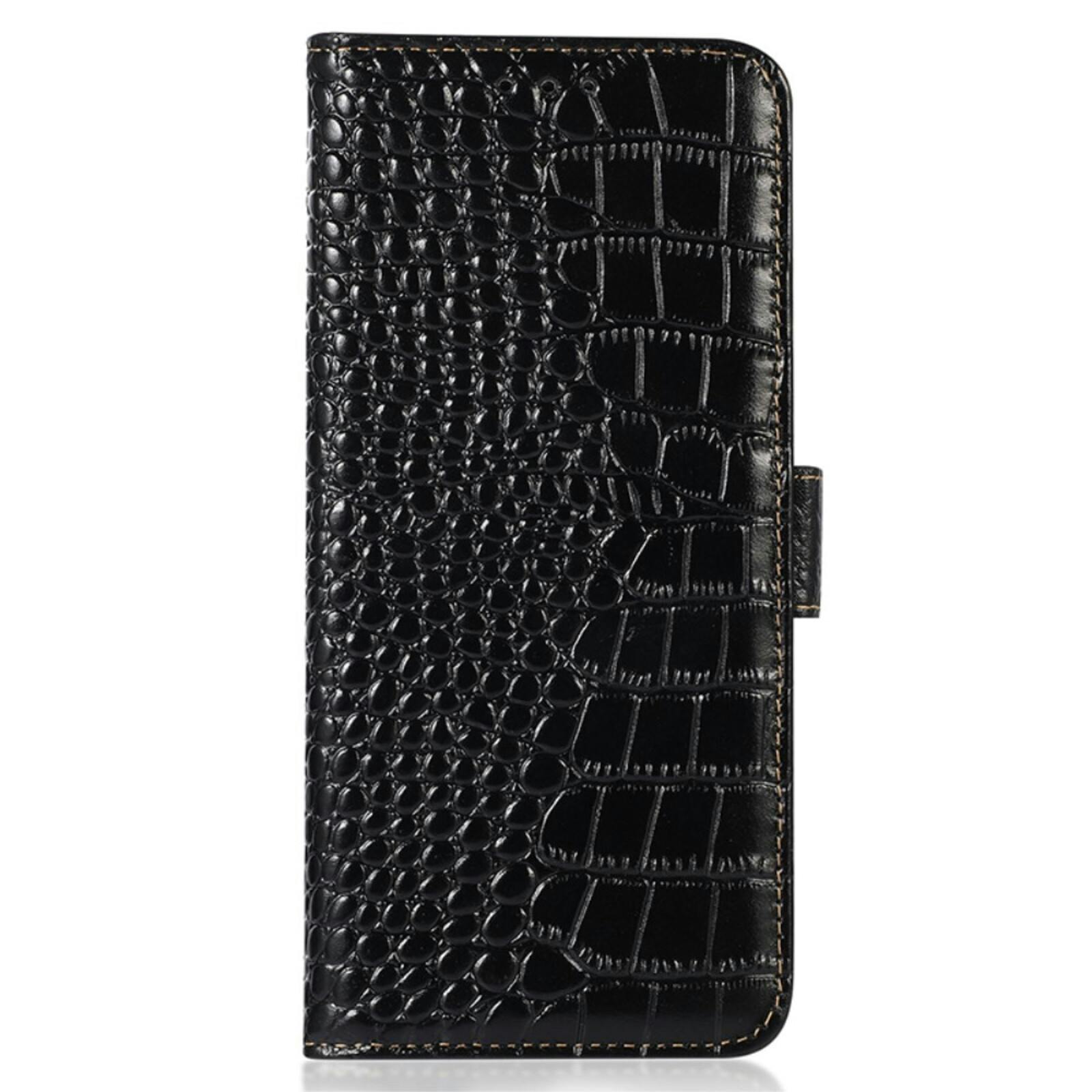 Mocaa Samsung Galaxy S25 / S24 Croco Book Case Leer Zwart