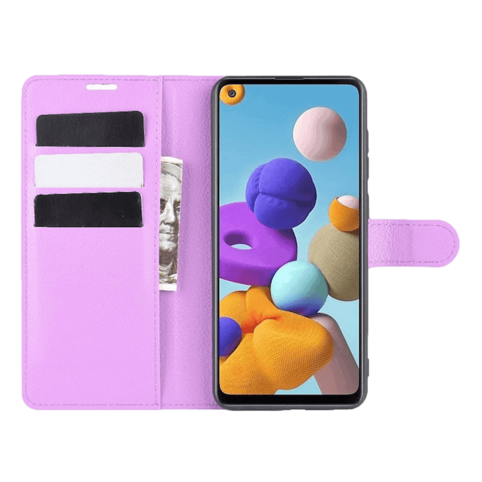 Mocaa Samsung Galaxy A21s Portemonnee Hoesje Pasjes Paars