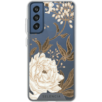 Selencia Galaxy S21 FE Zarya Fashion Hoesje Golden Flowers - Voorkant