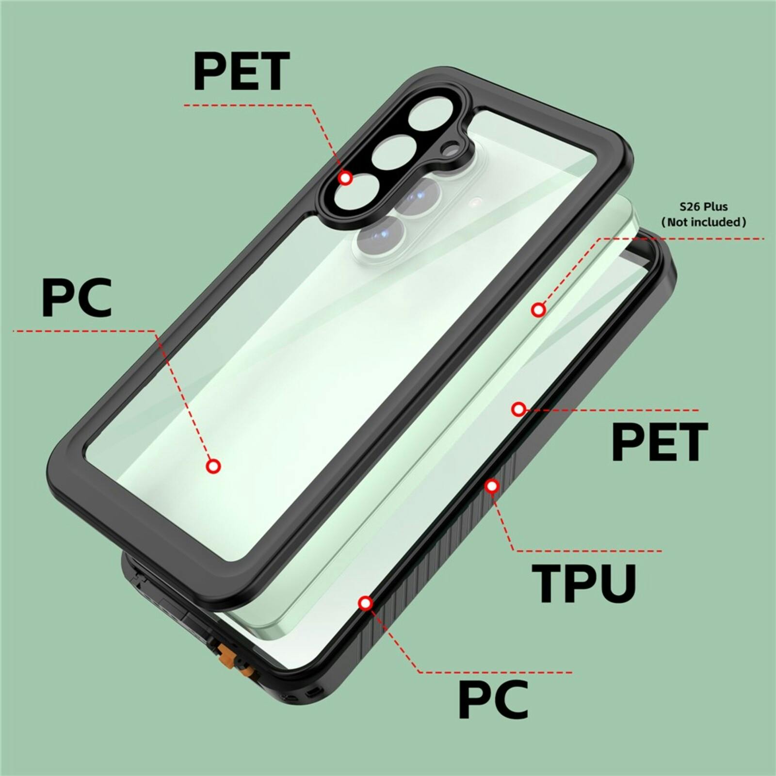 REDPEPPER Samsung S26 Plus FS Series Waterproof Case Zwart