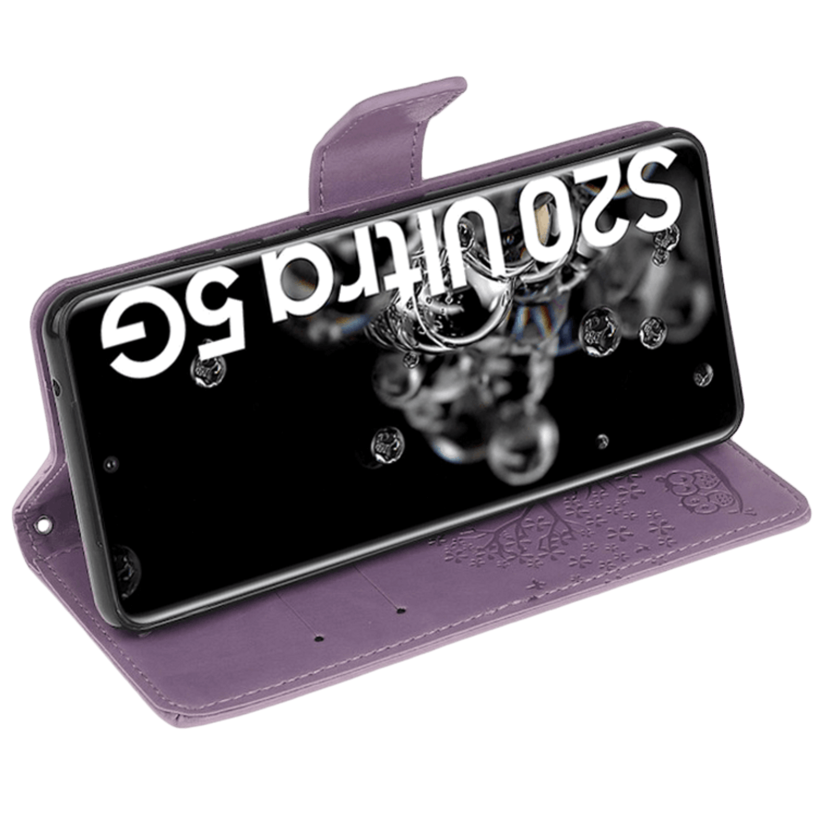 Comfycase Samsung Galaxy S20 Ultra Bookcase Hoesje Uiltjes Paars