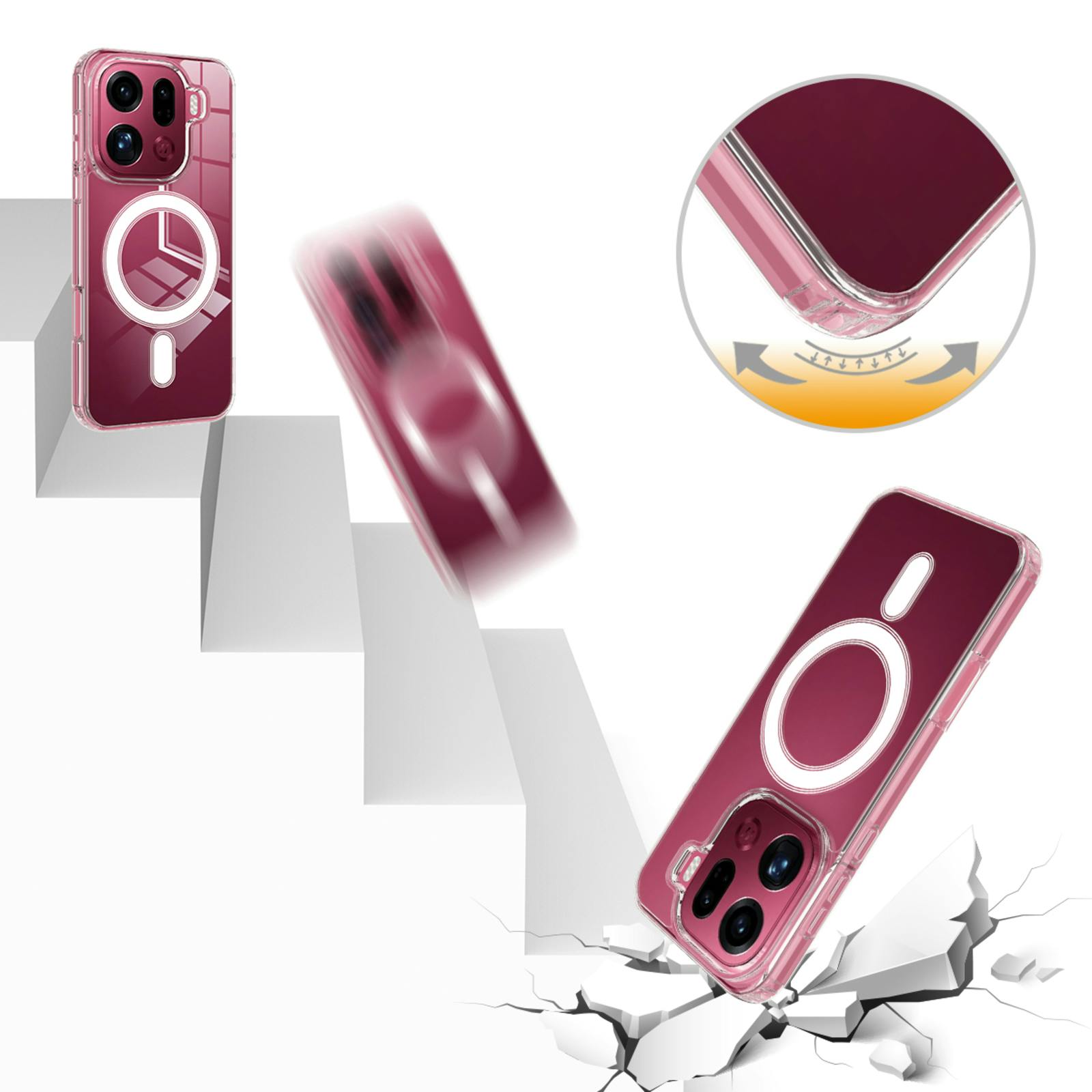 CaseBody OPPO Find X9 Pro Magnetische TPU Case Transparant
