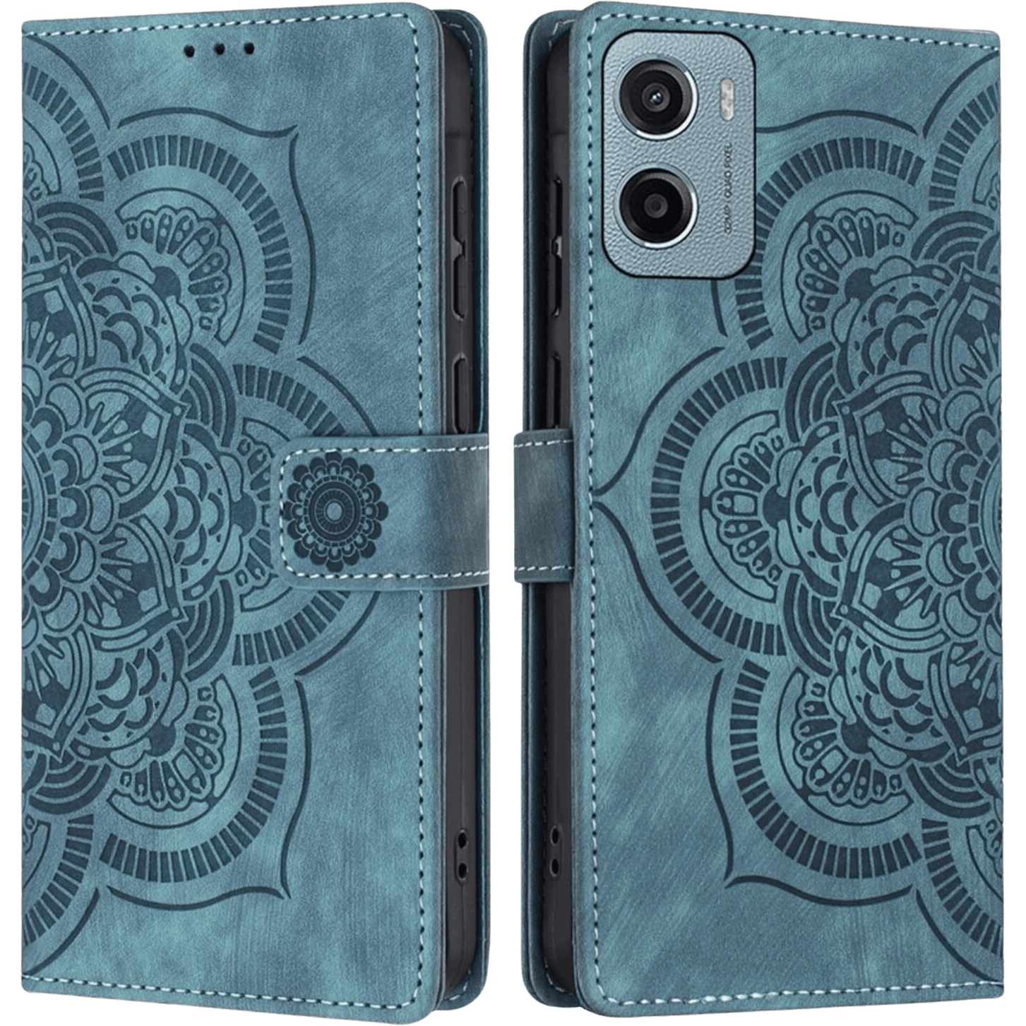 Comfycase Motorola Moto E15/G05 Mandala Wallet Blauw