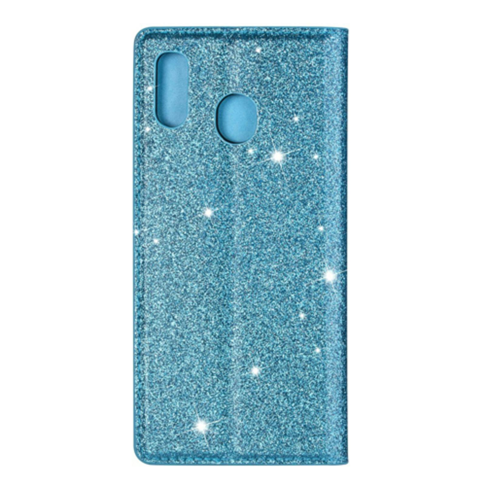 Comfycase Samsung Galaxy A20e Flash Powder Slim-Fit Flipcover Blauw