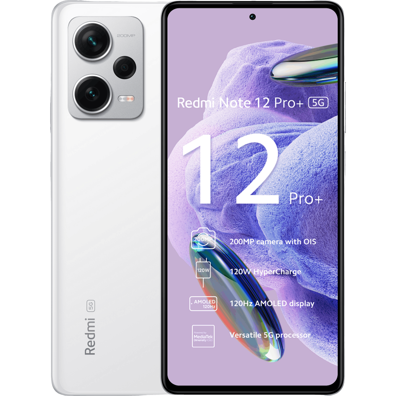 Xiaomi Redmi Note 12 Pro+ 5G Polar White - Voorkant & achterkant