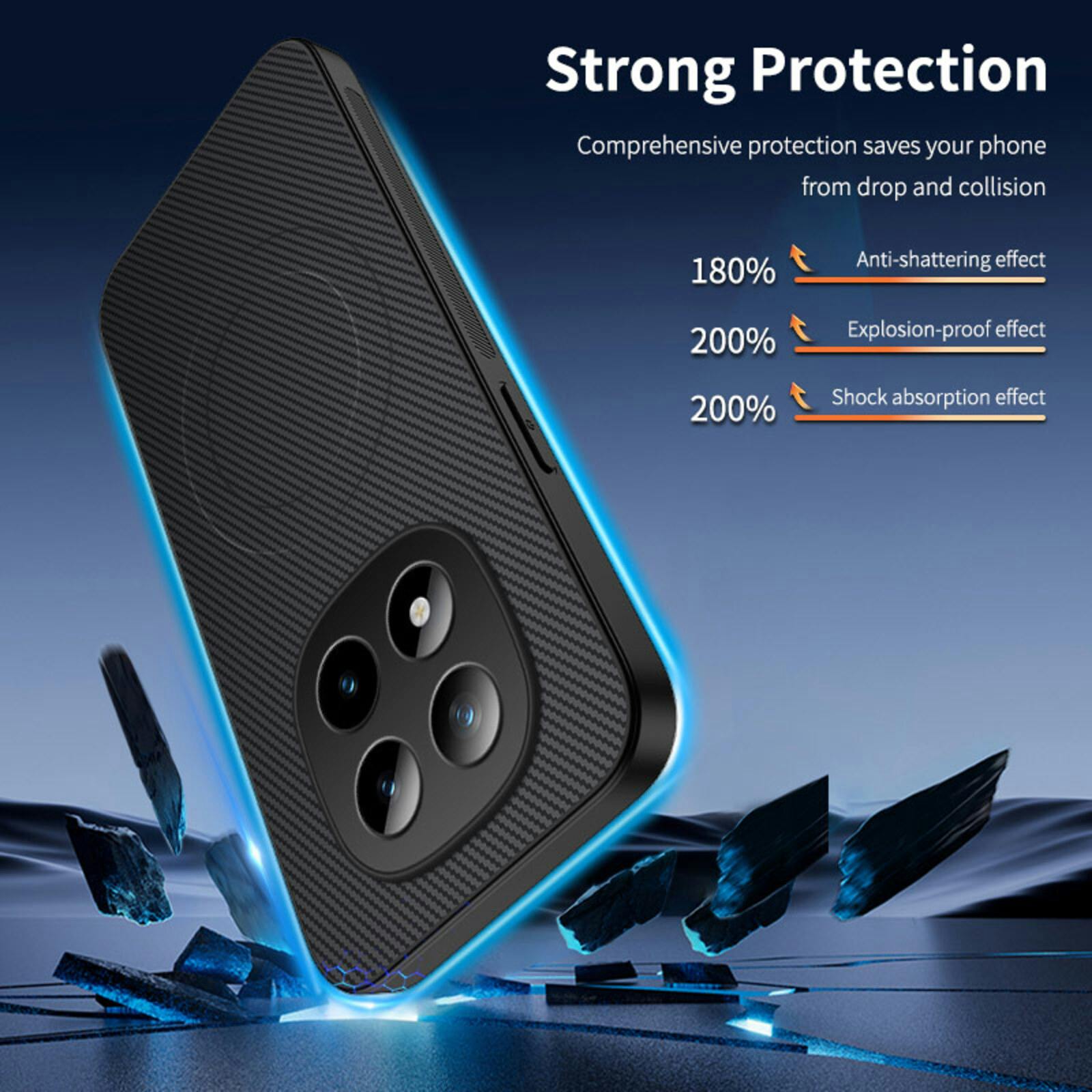 CaseBody Xiaomi Redmi Note 15 Pro+ 5G Carbon Fiber Magnetic Hoesje Zwart